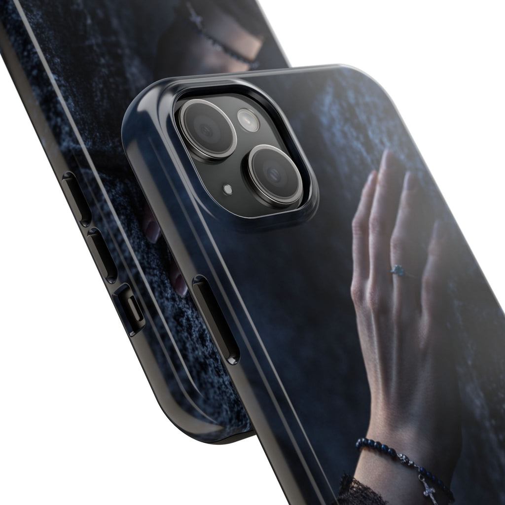 RoseStone Dark Aesthetic iPhone Case | Moody Hand on Stone Gothic Phone Case