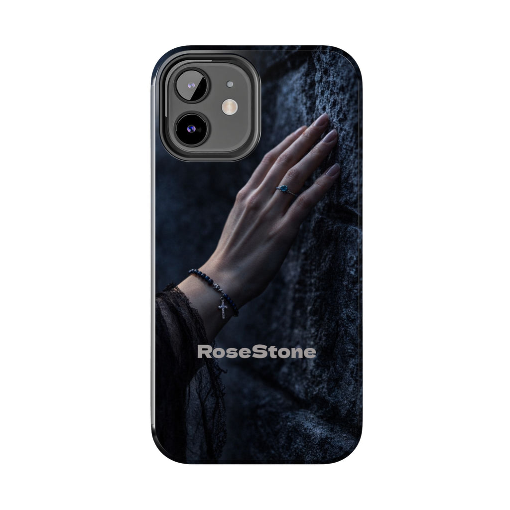 RoseStone Dark Aesthetic iPhone Case | Moody Hand on Stone Gothic Phone Case