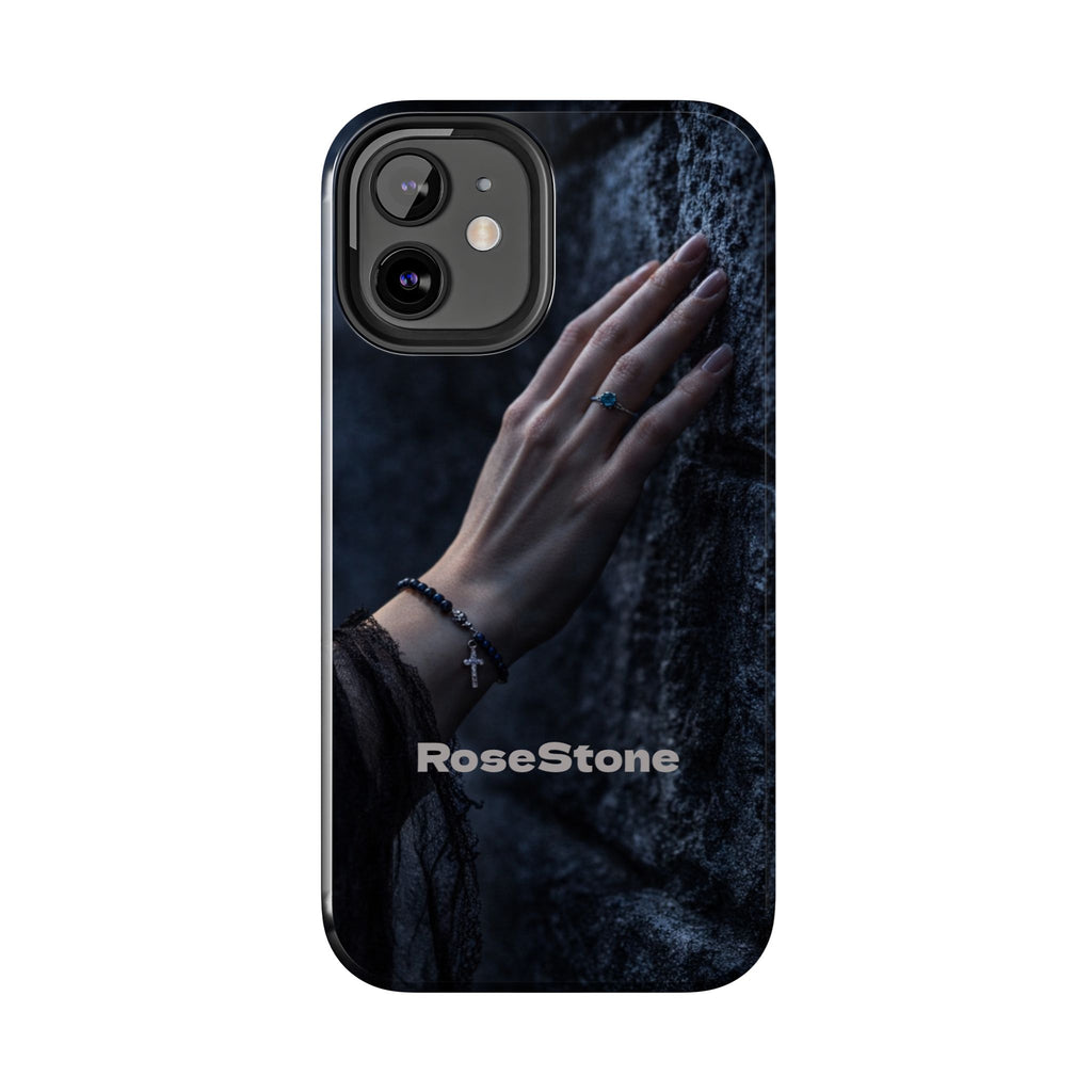 RoseStone Dark Aesthetic iPhone Case | Moody Hand on Stone Gothic Phone Case