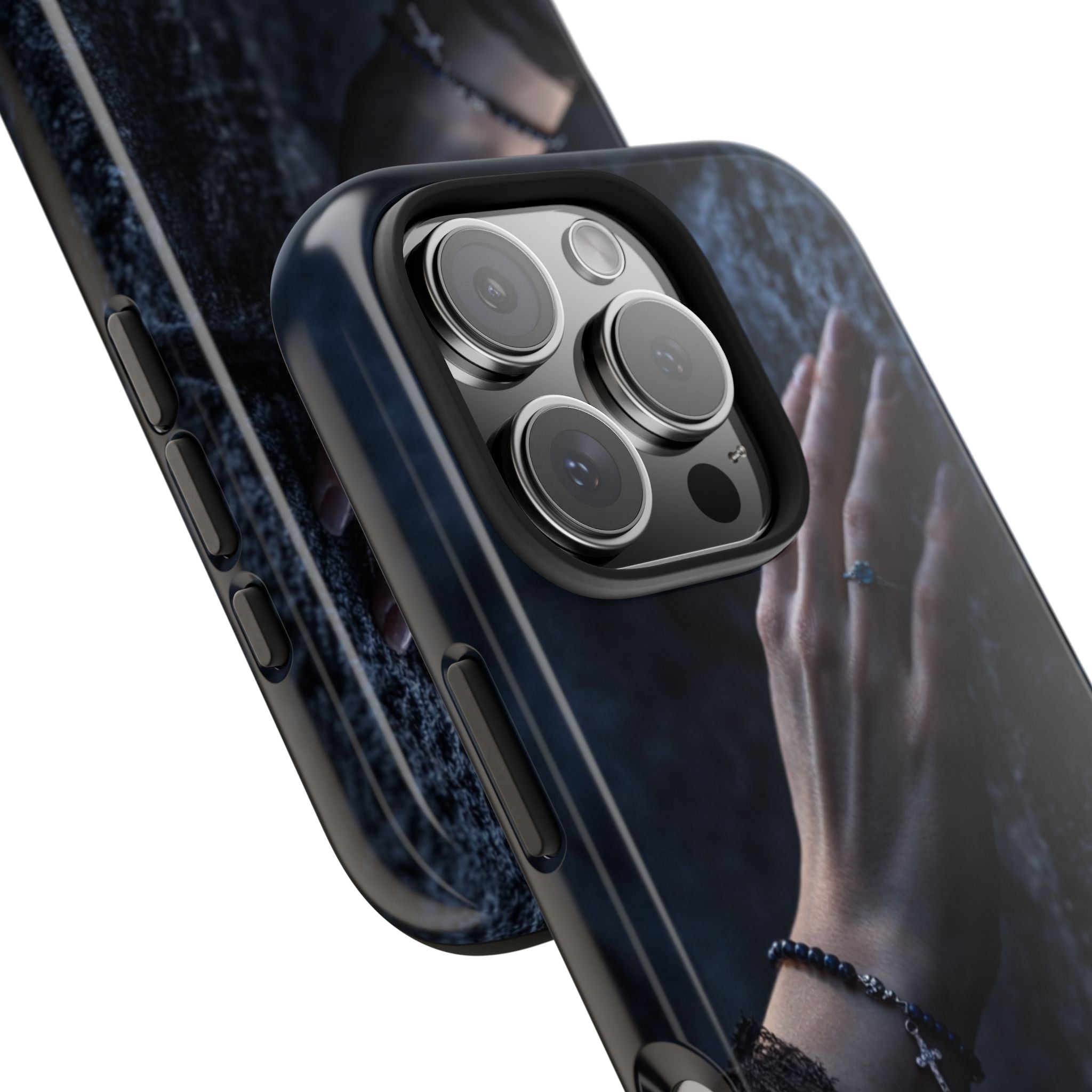 RoseStone Dark Aesthetic iPhone Case | Moody Hand on Stone Gothic Phone Case