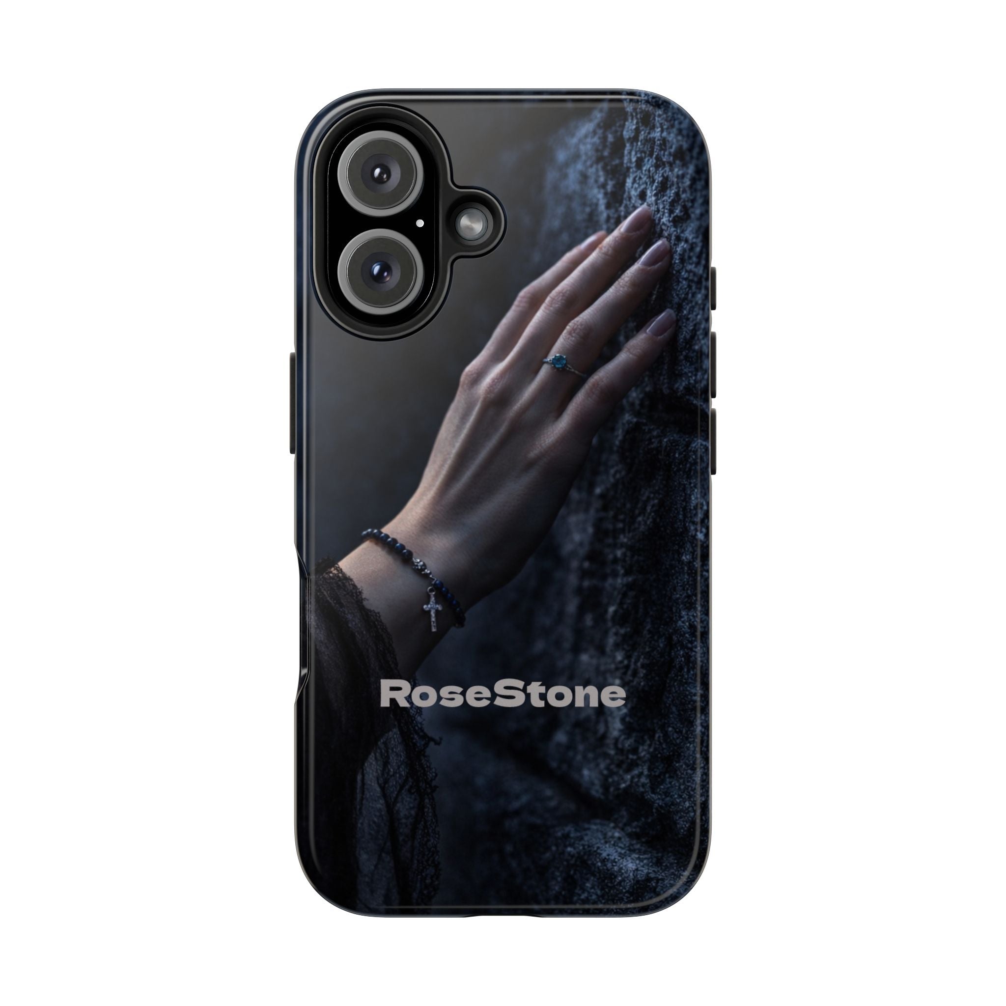 RoseStone Dark Aesthetic iPhone Case | Moody Hand on Stone Gothic Phone Case