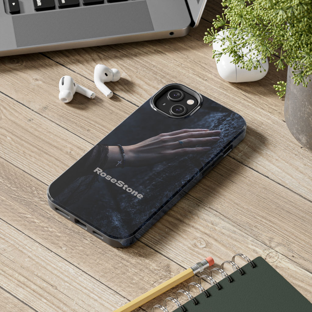 RoseStone Dark Aesthetic iPhone Case | Moody Hand on Stone Gothic Phone Case