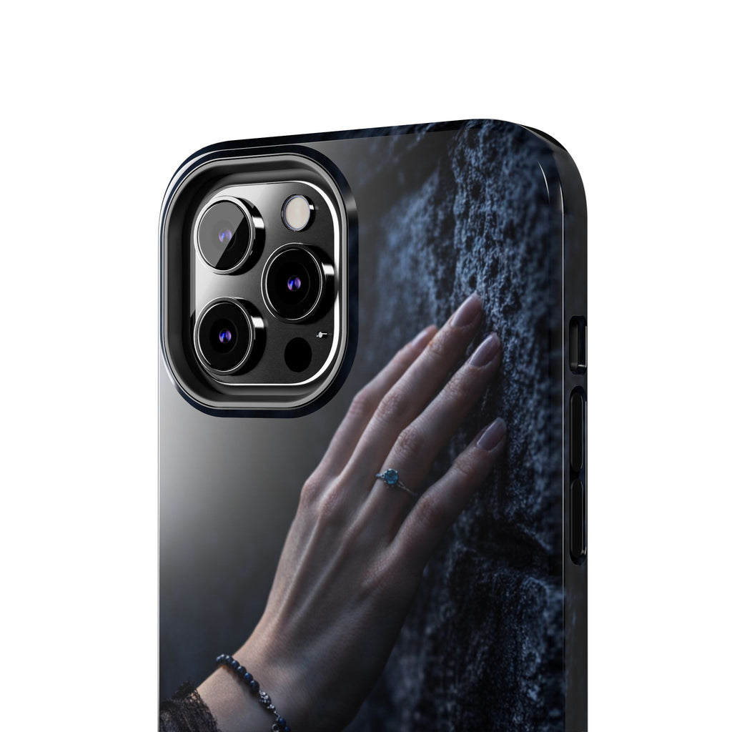 RoseStone Dark Aesthetic iPhone Case | Moody Hand on Stone Gothic Phone Case