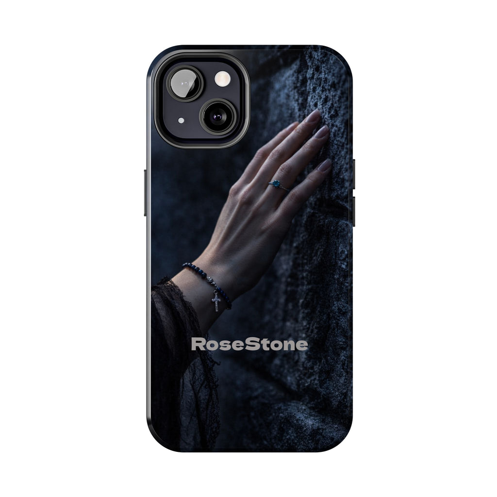 RoseStone Dark Aesthetic iPhone Case | Moody Hand on Stone Gothic Phone Case