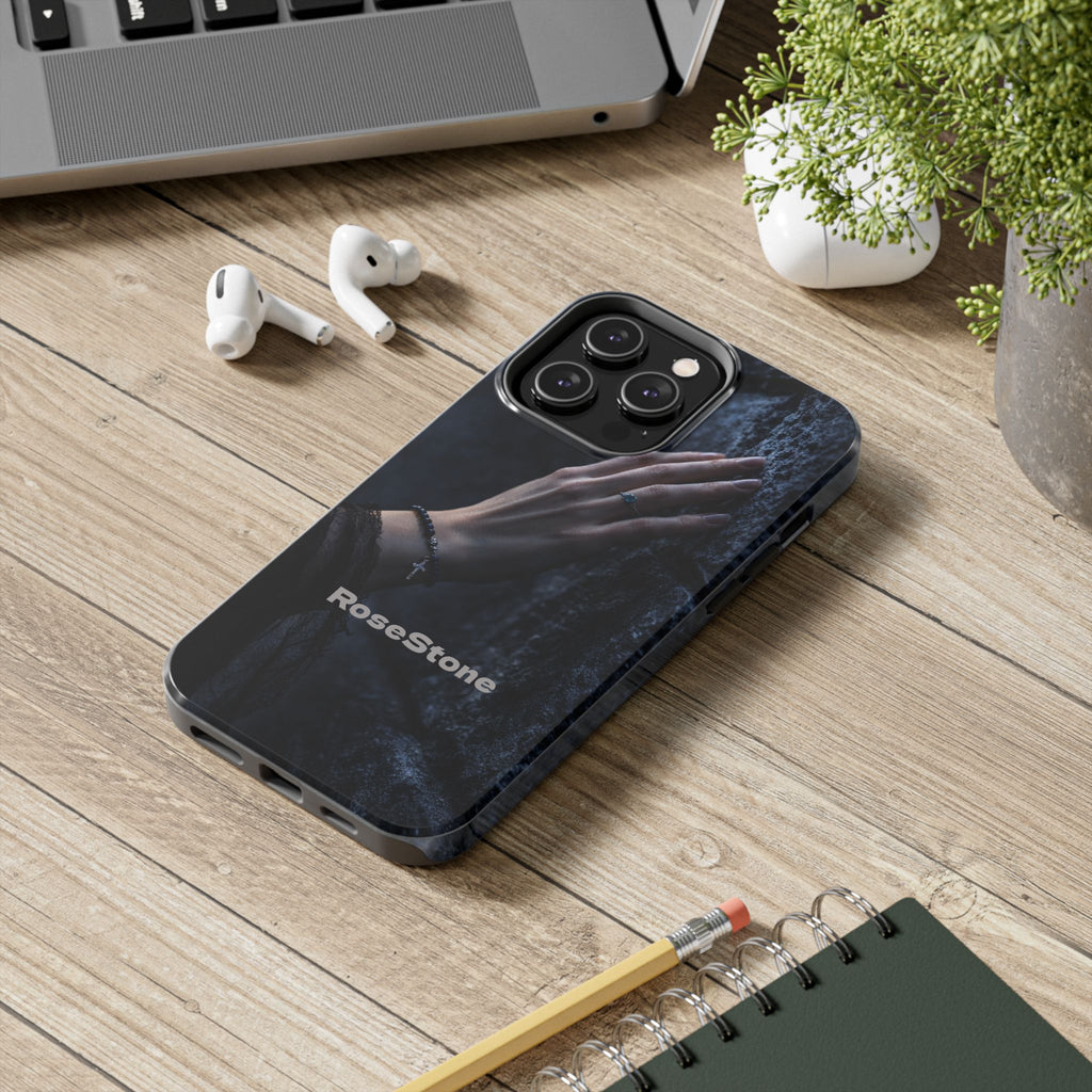 RoseStone Dark Aesthetic iPhone Case | Moody Hand on Stone Gothic Phone Case