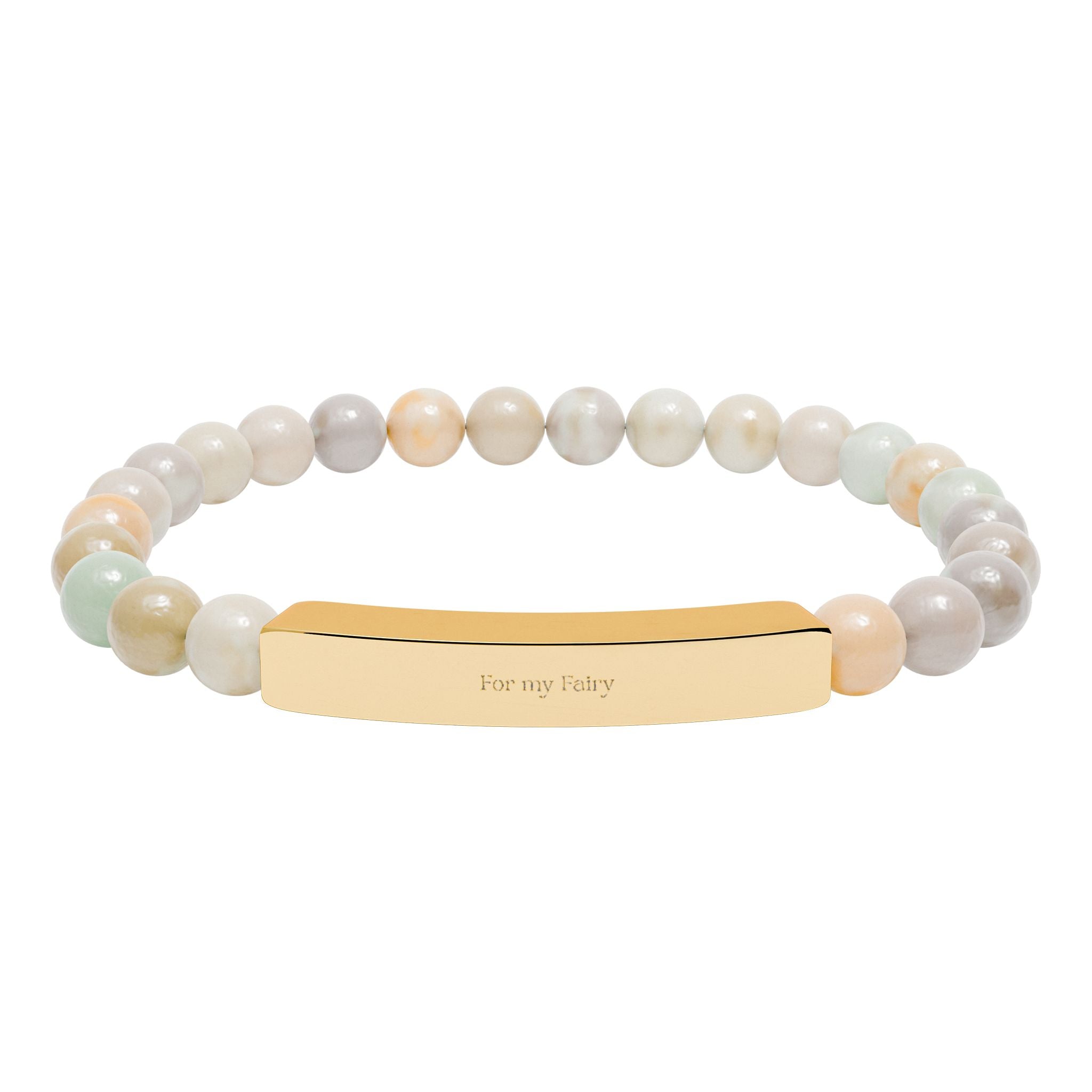 Personalized Natural Stone Bracelet | Custom Engraved Bar | Healing Crystal Gift for Her | RoseStone Jewelry