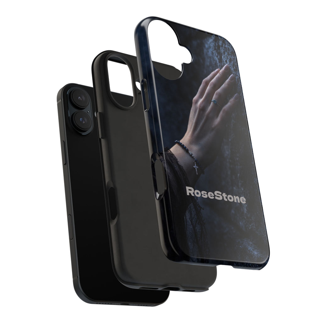RoseStone Dark Aesthetic iPhone Case | Moody Hand on Stone Gothic Phone Case