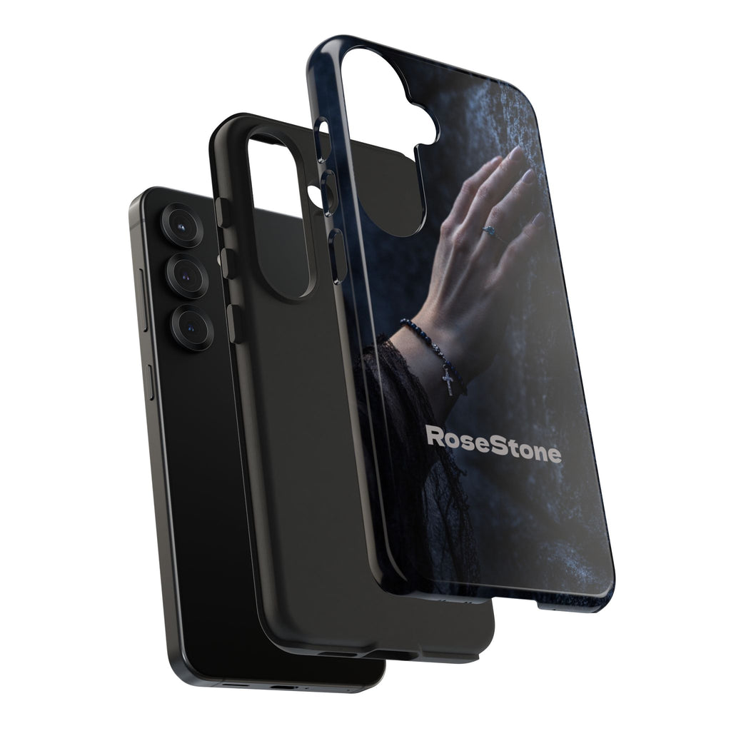 RoseStone Dark Aesthetic iPhone Case | Moody Hand on Stone Gothic Phone Case