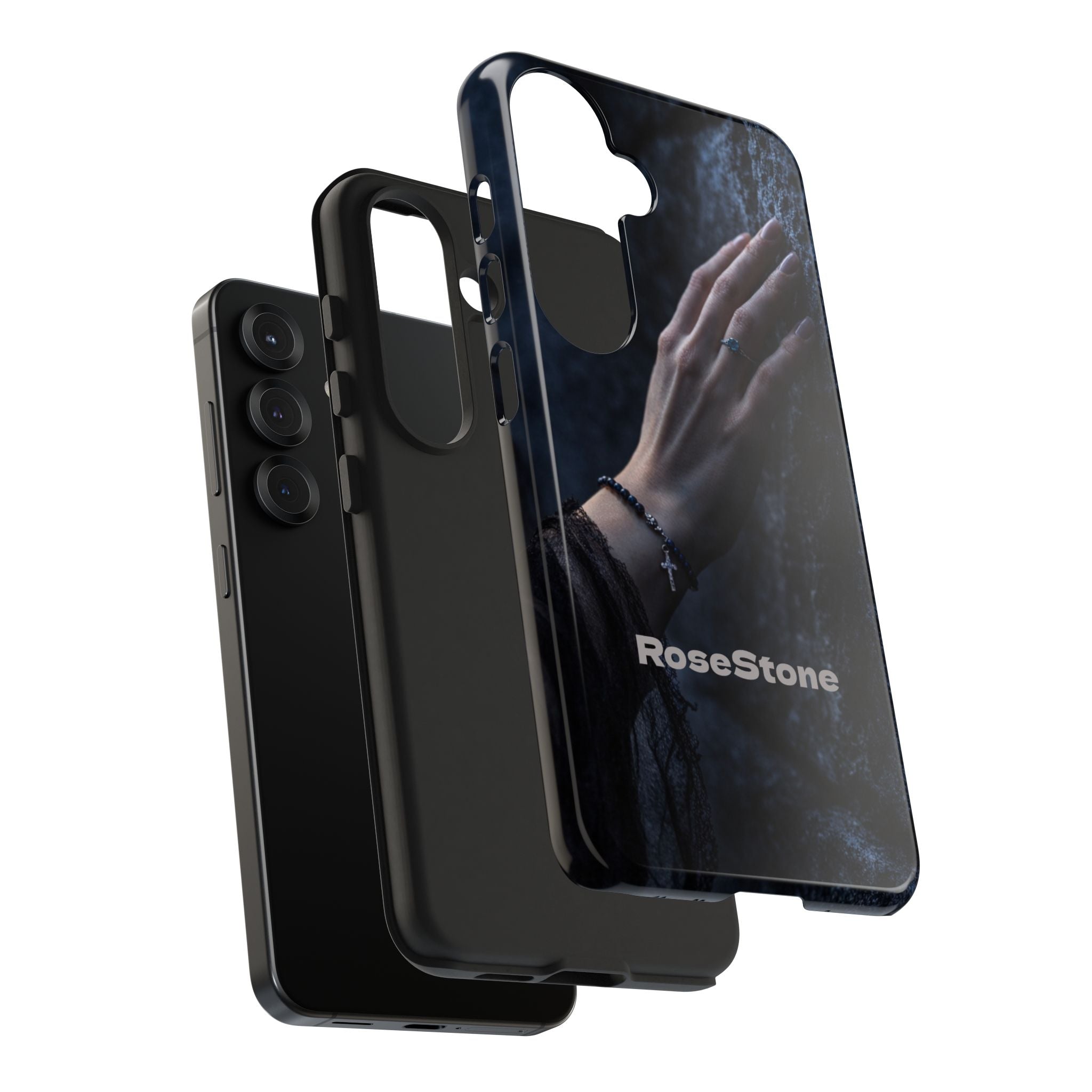 RoseStone Dark Aesthetic iPhone Case | Moody Hand on Stone Gothic Phone Case