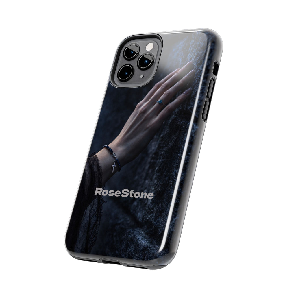 RoseStone Dark Aesthetic iPhone Case | Moody Hand on Stone Gothic Phone Case