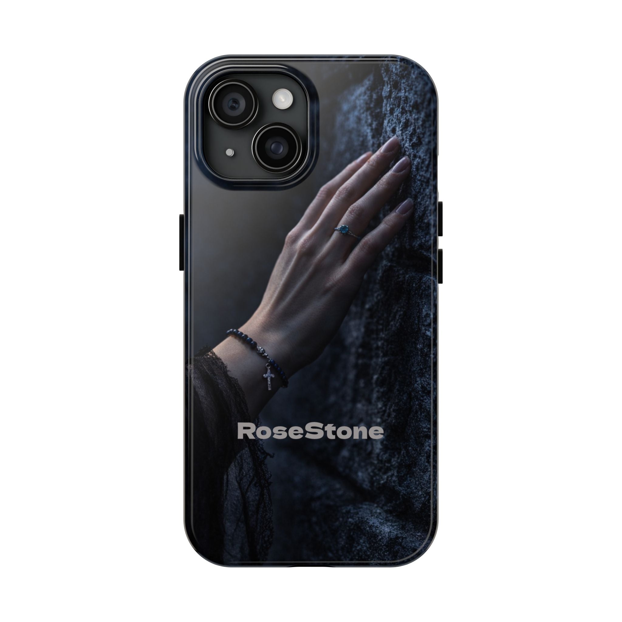 RoseStone Dark Aesthetic iPhone Case | Moody Hand on Stone Gothic Phone Case