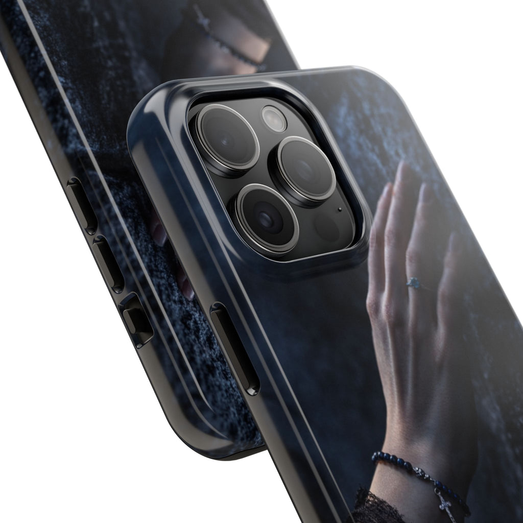 RoseStone Dark Aesthetic iPhone Case | Moody Hand on Stone Gothic Phone Case