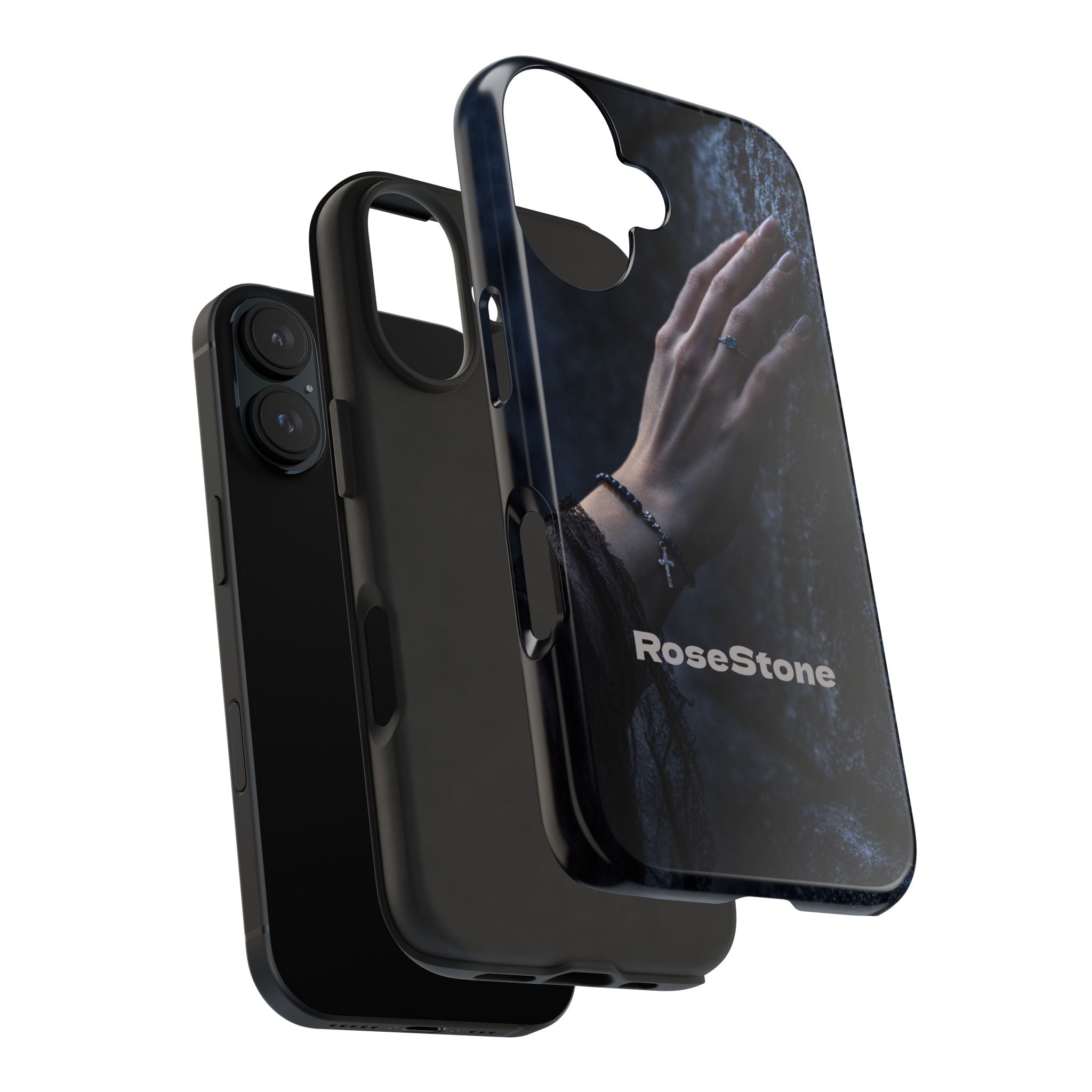 RoseStone Dark Aesthetic iPhone Case | Moody Hand on Stone Gothic Phone Case