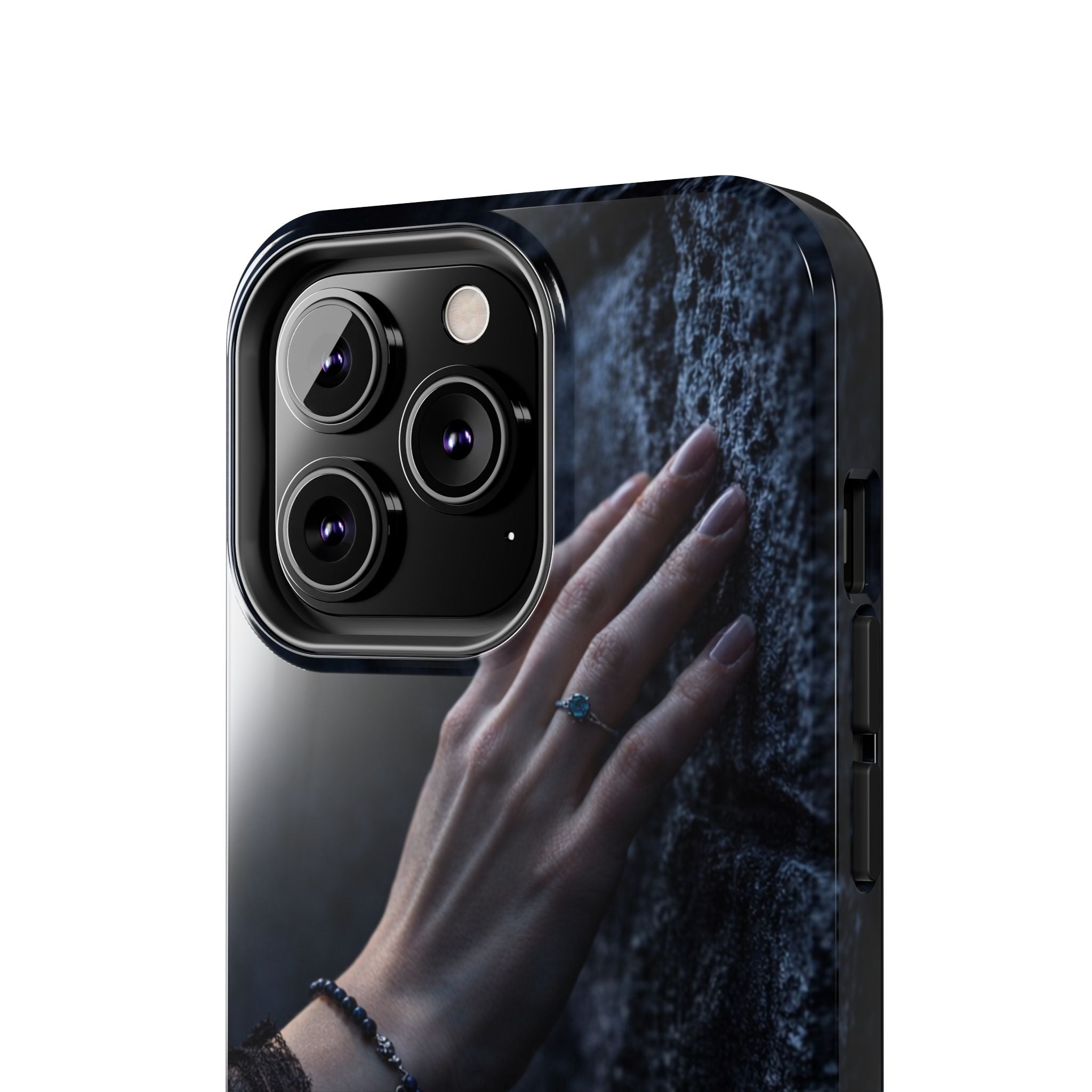 RoseStone Dark Aesthetic iPhone Case | Moody Hand on Stone Gothic Phone Case