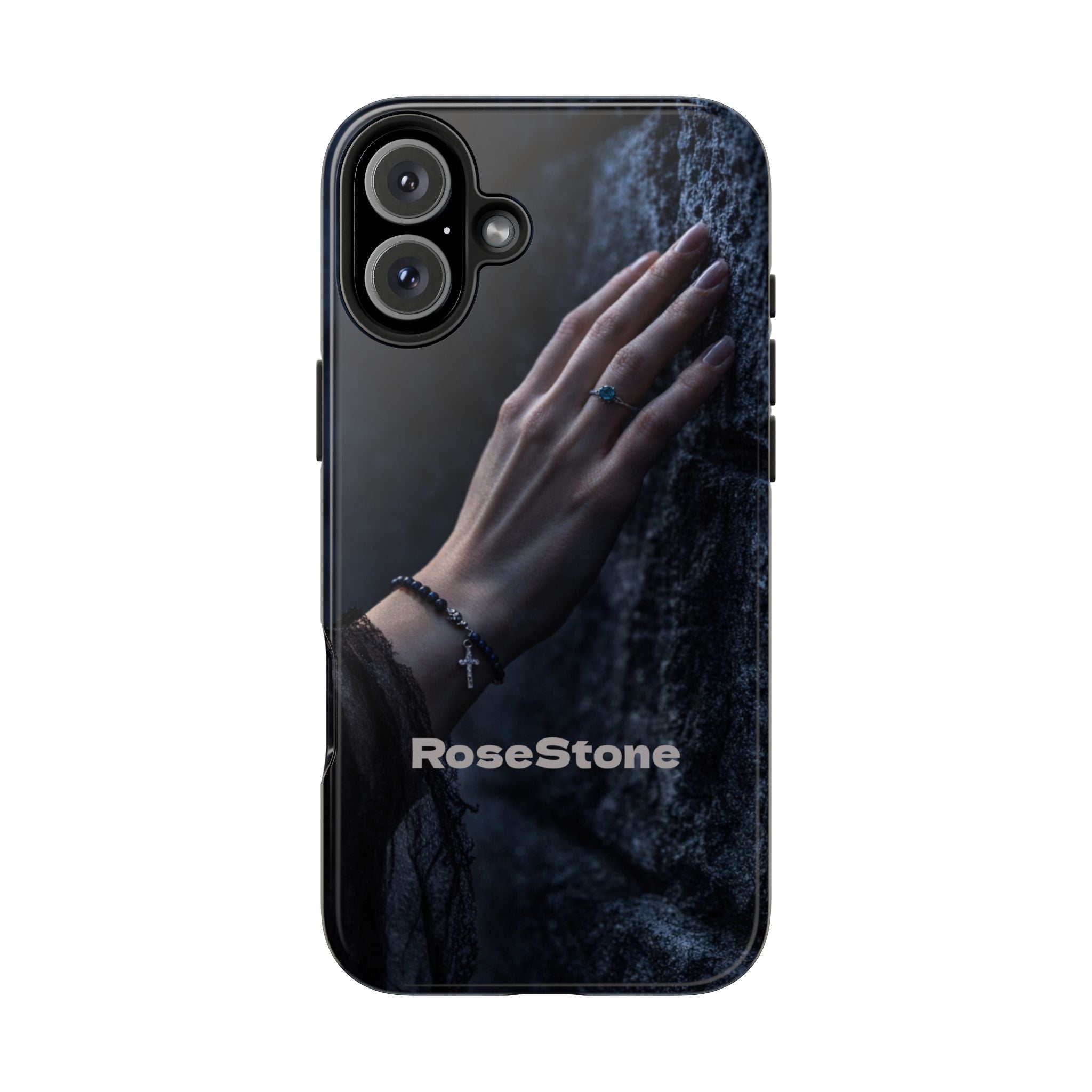 RoseStone Dark Aesthetic iPhone Case | Moody Hand on Stone Gothic Phone Case
