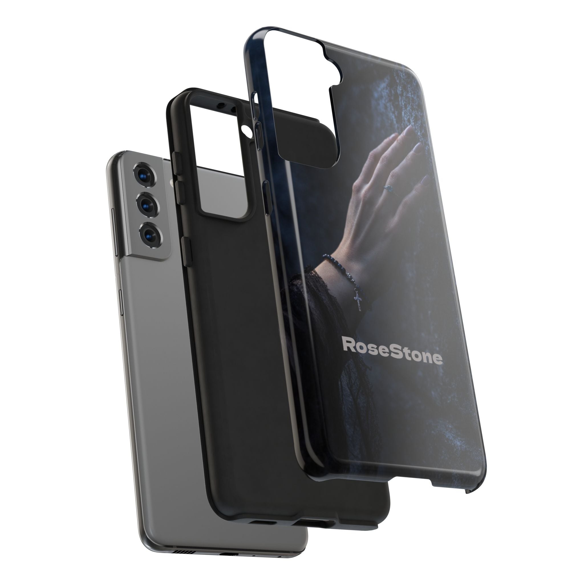 RoseStone Dark Aesthetic iPhone Case | Moody Hand on Stone Gothic Phone Case