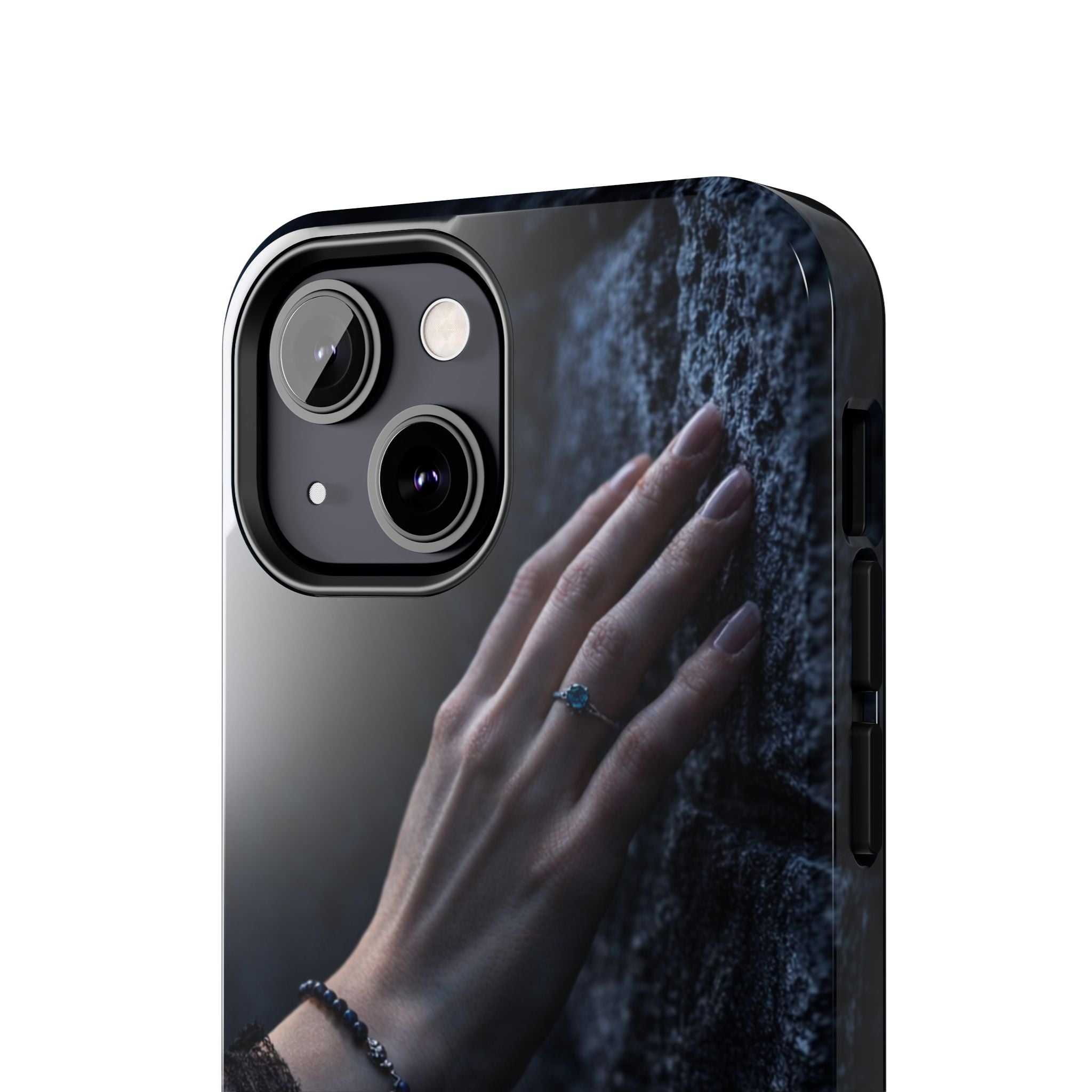 RoseStone Dark Aesthetic iPhone Case | Moody Hand on Stone Gothic Phone Case