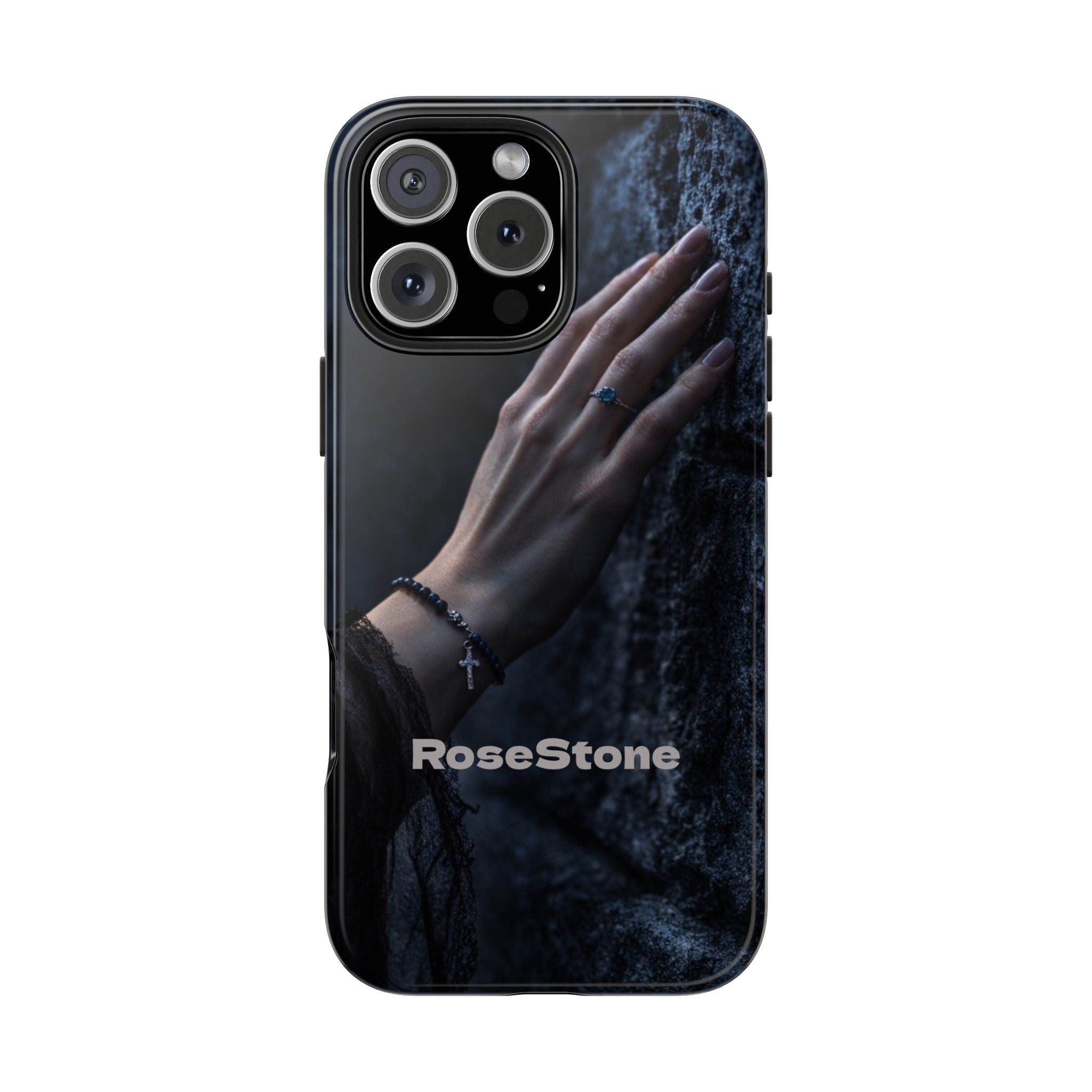 RoseStone Dark Aesthetic iPhone Case | Moody Hand on Stone Gothic Phone Case