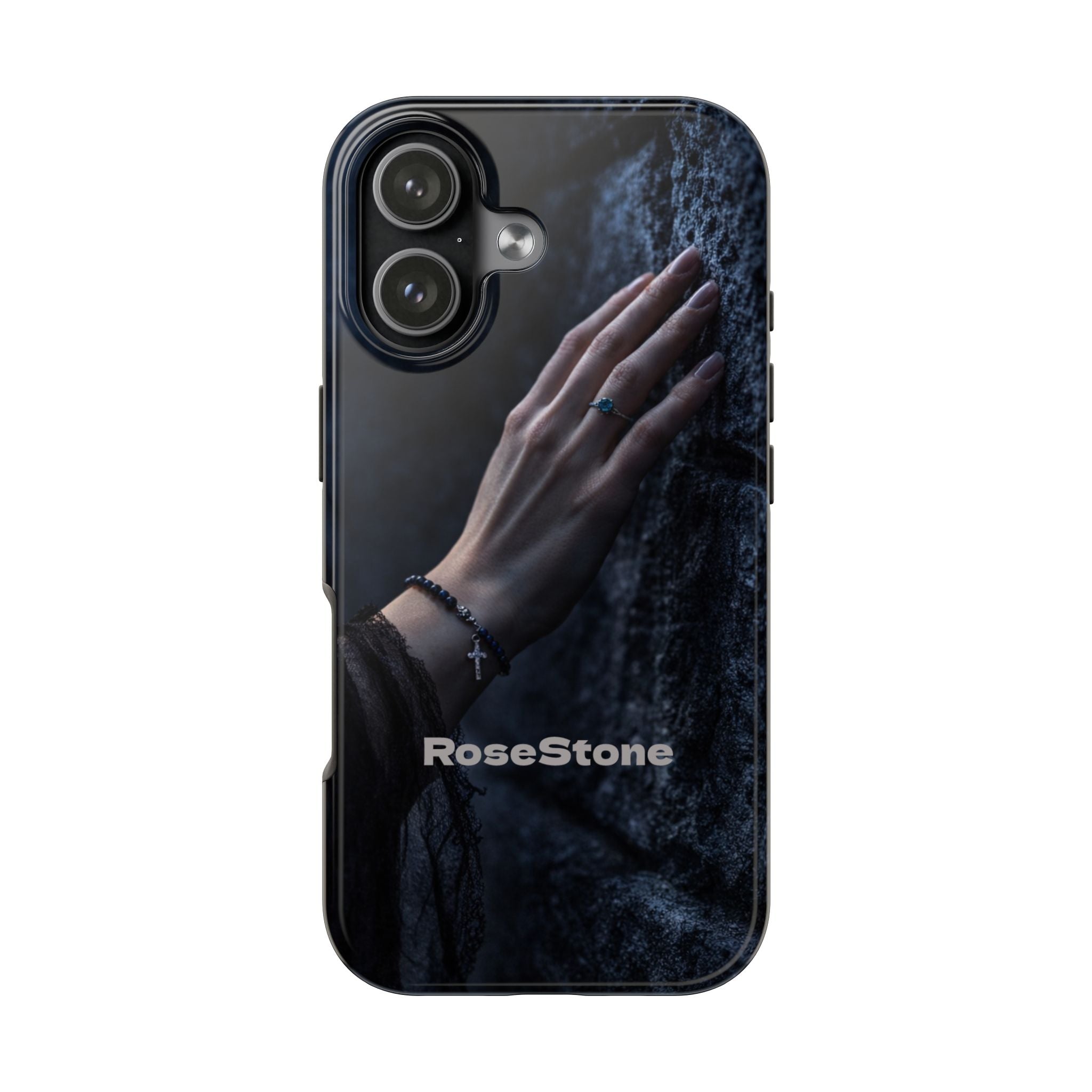 RoseStone Dark Aesthetic iPhone Case | Moody Hand on Stone Gothic Phone Case