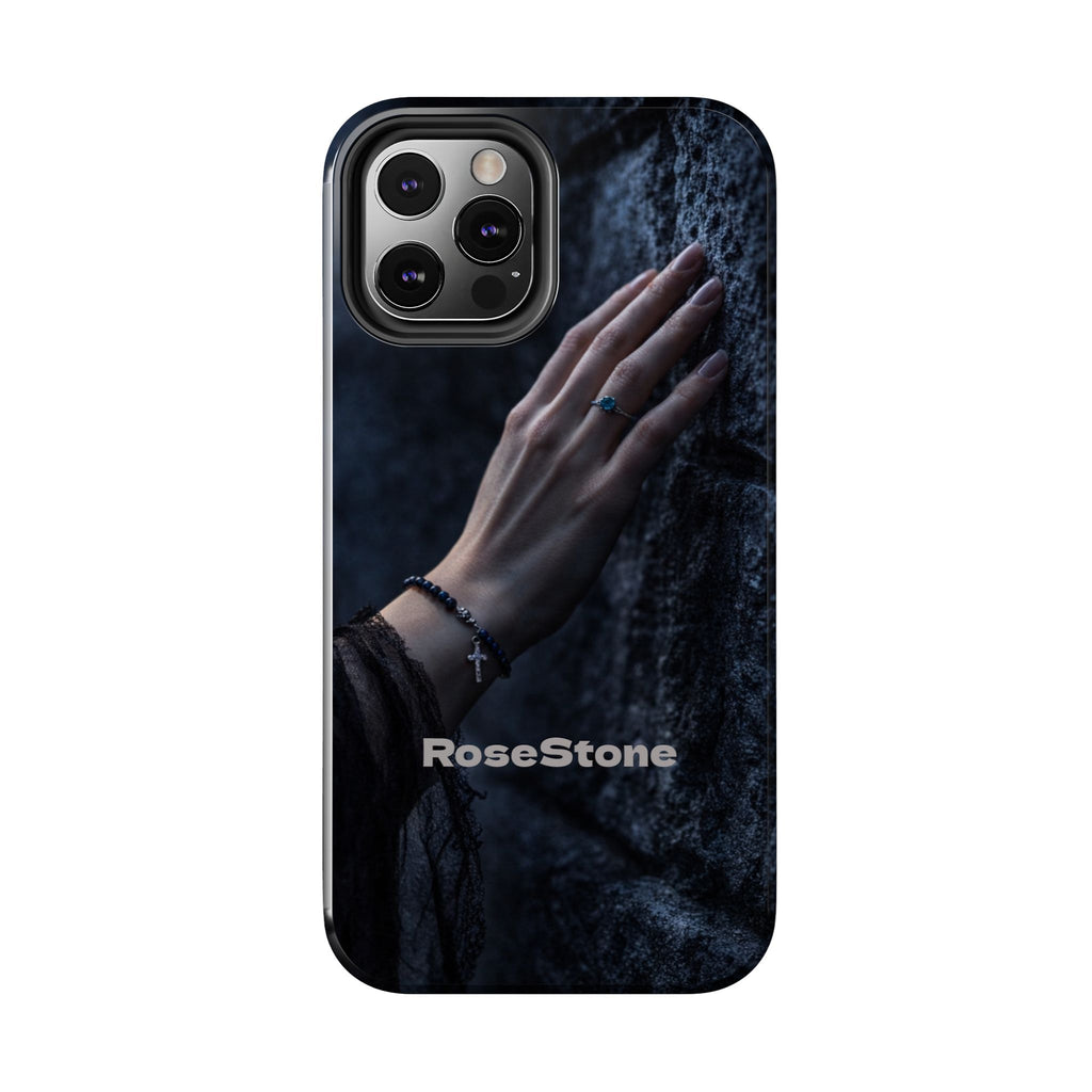 RoseStone Dark Aesthetic iPhone Case | Moody Hand on Stone Gothic Phone Case