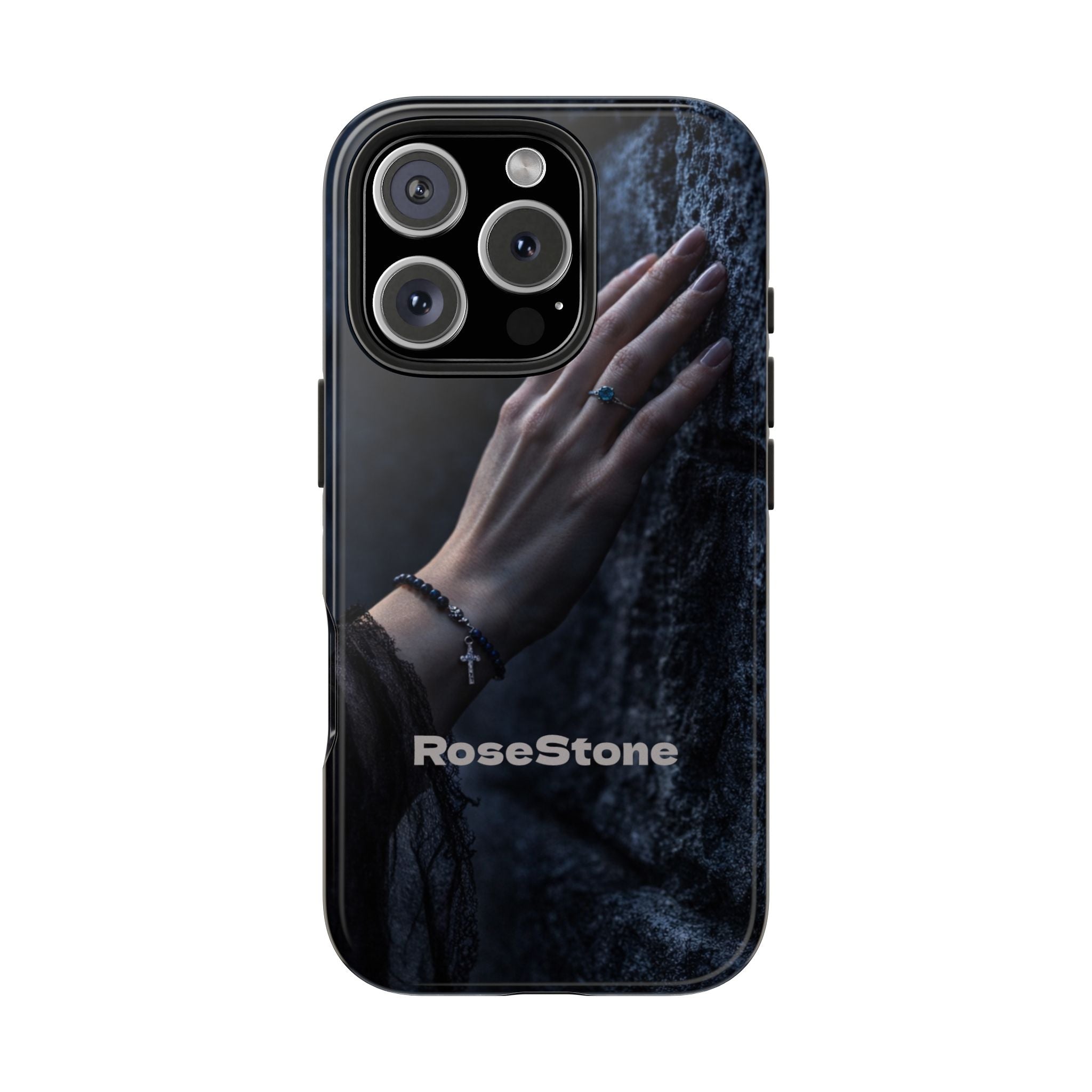RoseStone Dark Aesthetic iPhone Case | Moody Hand on Stone Gothic Phone Case