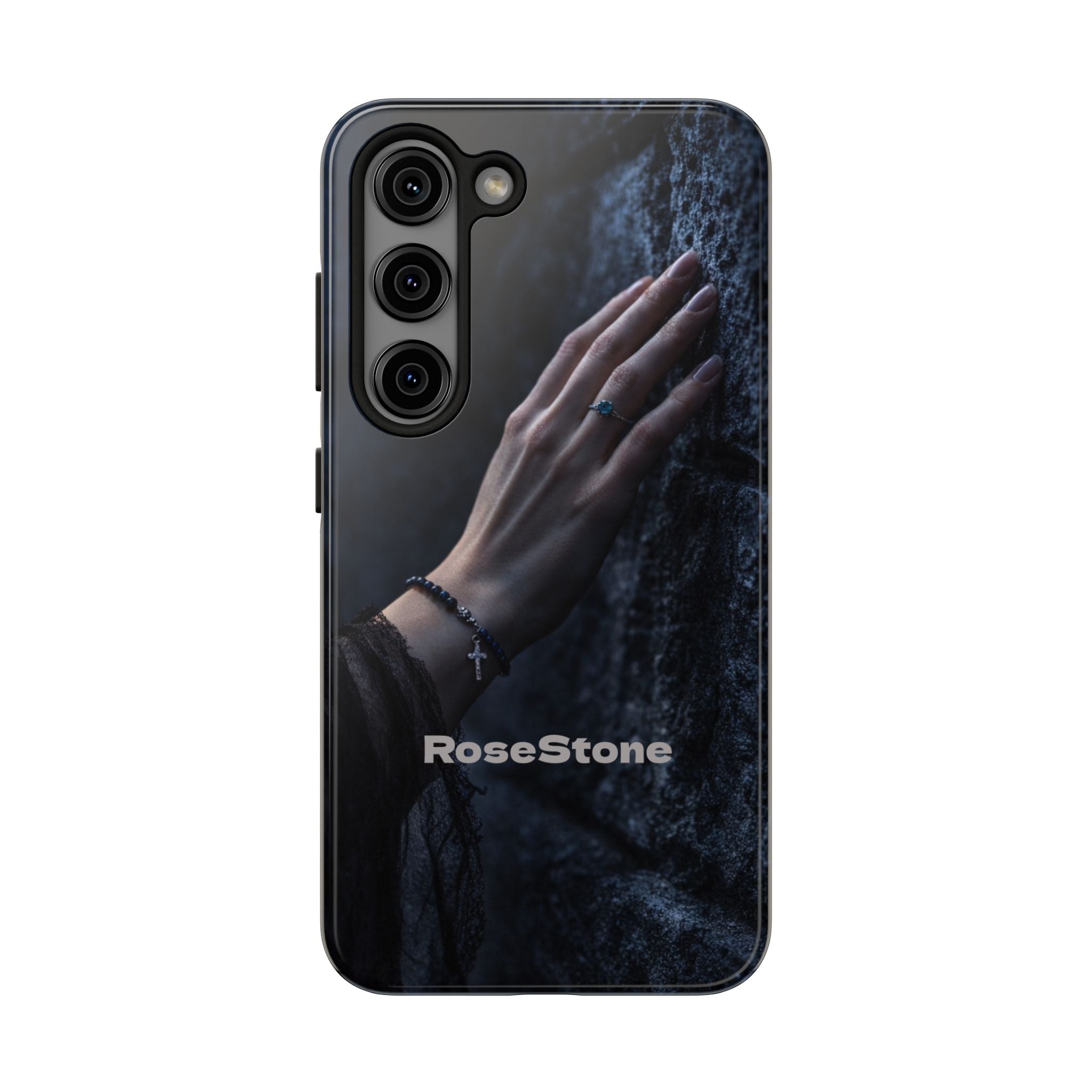 RoseStone Dark Aesthetic iPhone Case | Moody Hand on Stone Gothic Phone Case