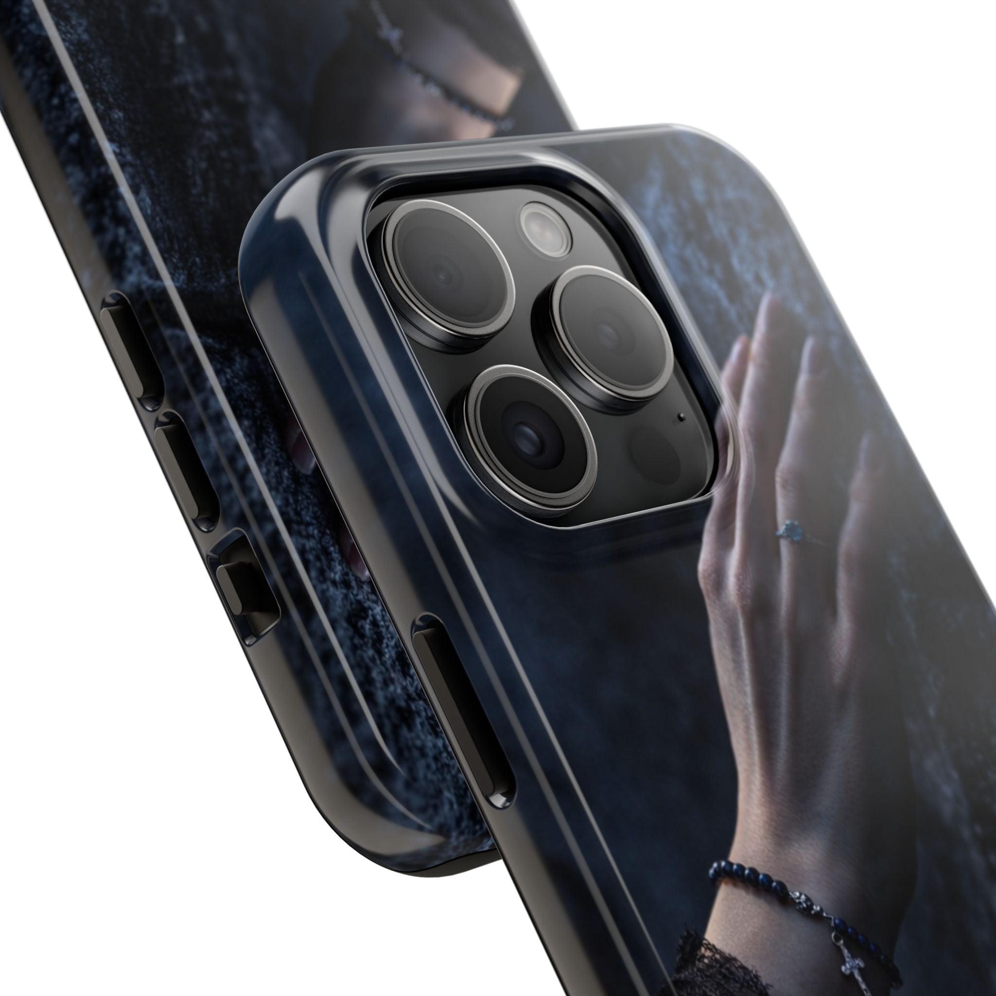 RoseStone Dark Aesthetic iPhone Case | Moody Hand on Stone Gothic Phone Case