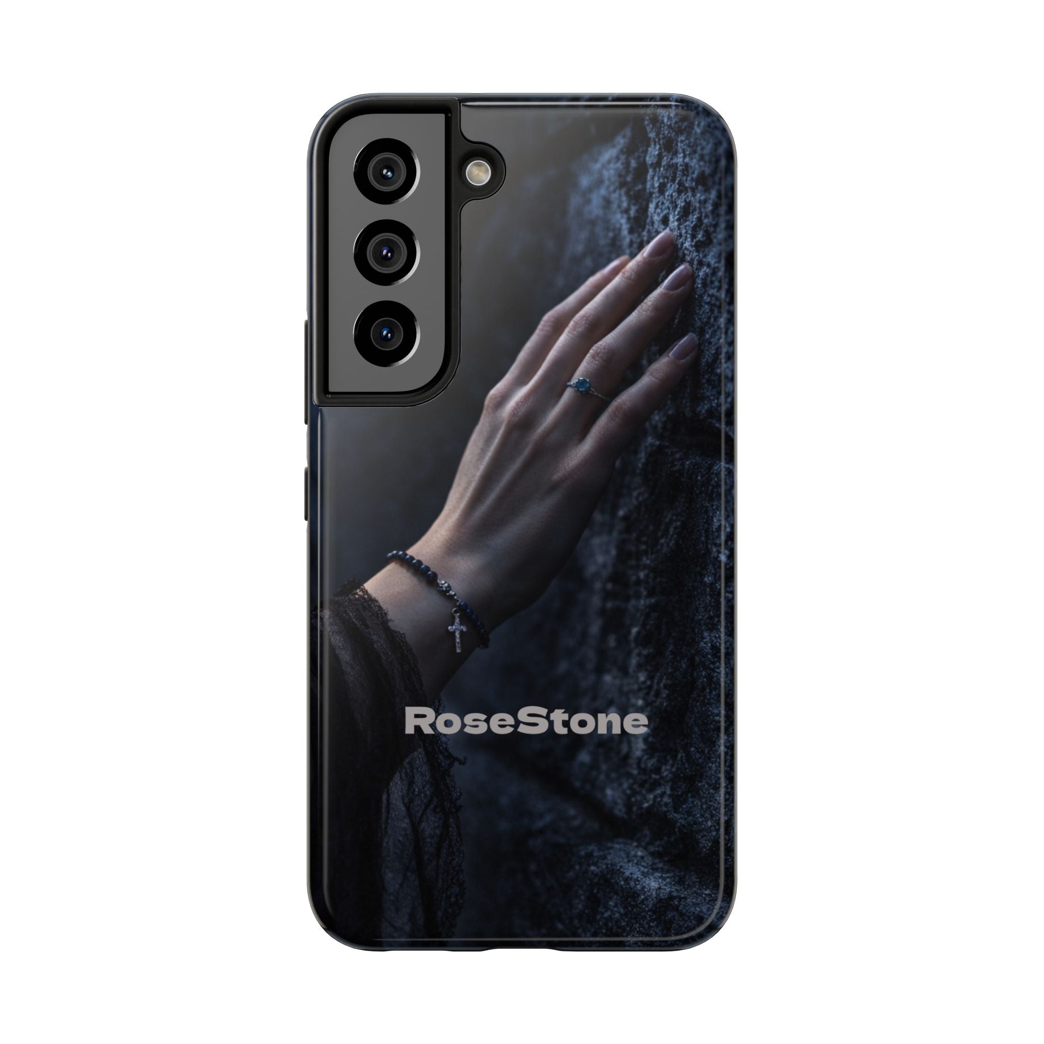 RoseStone Dark Aesthetic iPhone Case | Moody Hand on Stone Gothic Phone Case