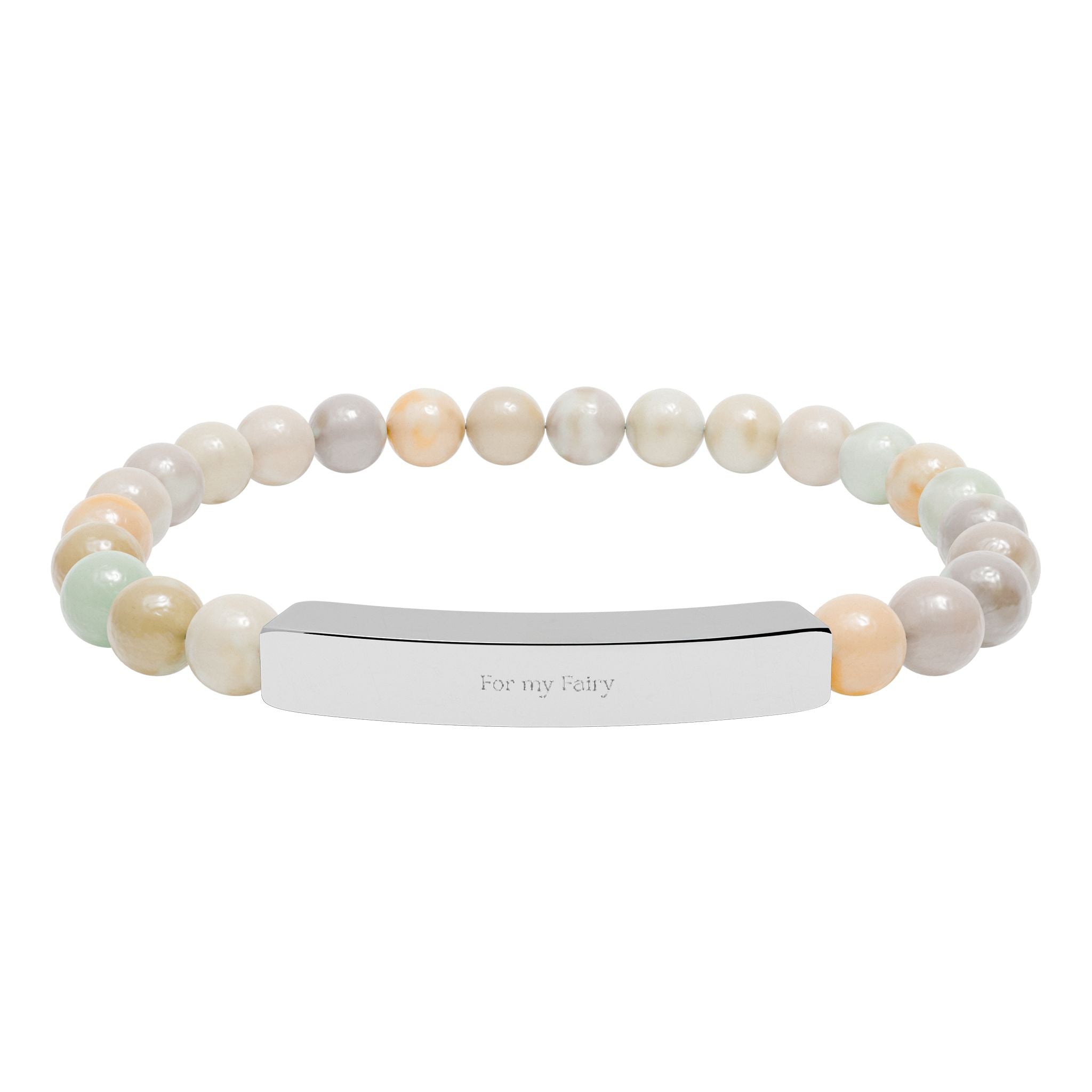 Personalized Natural Stone Bracelet | Custom Engraved Bar | Healing Crystal Gift for Her | RoseStone Jewelry