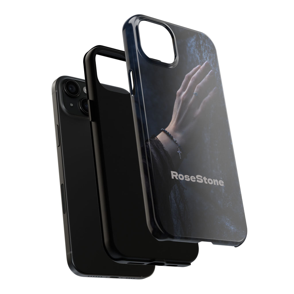 RoseStone Dark Aesthetic iPhone Case | Moody Hand on Stone Gothic Phone Case
