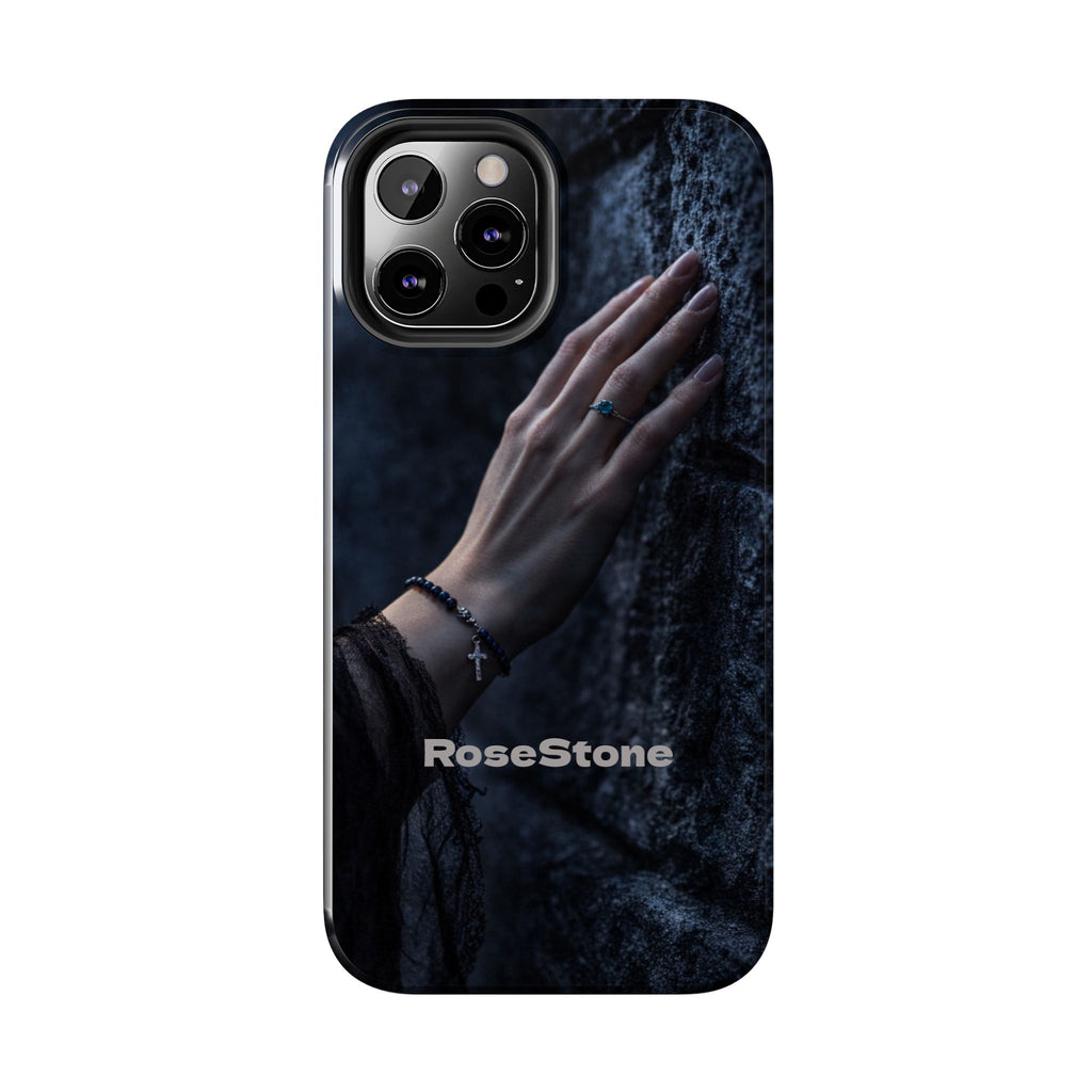 RoseStone Dark Aesthetic iPhone Case | Moody Hand on Stone Gothic Phone Case