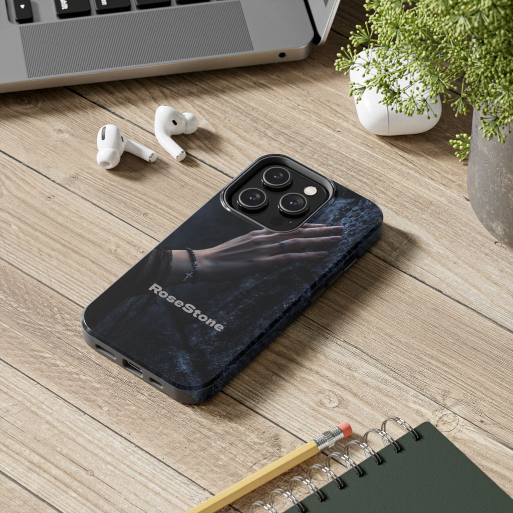 RoseStone Dark Aesthetic iPhone Case | Moody Hand on Stone Gothic Phone Case