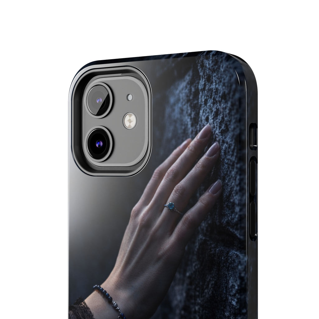 RoseStone Dark Aesthetic iPhone Case | Moody Hand on Stone Gothic Phone Case