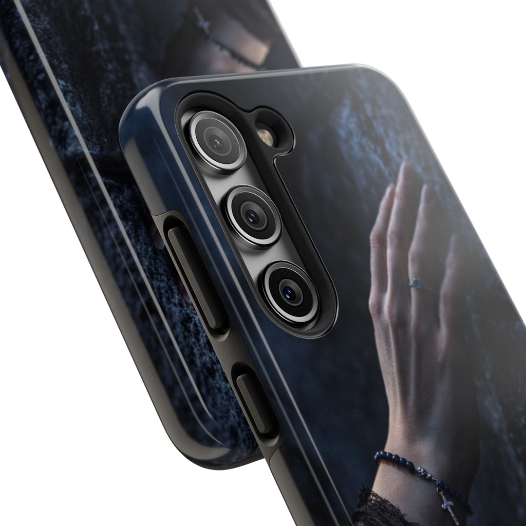 RoseStone Dark Aesthetic iPhone Case | Moody Hand on Stone Gothic Phone Case