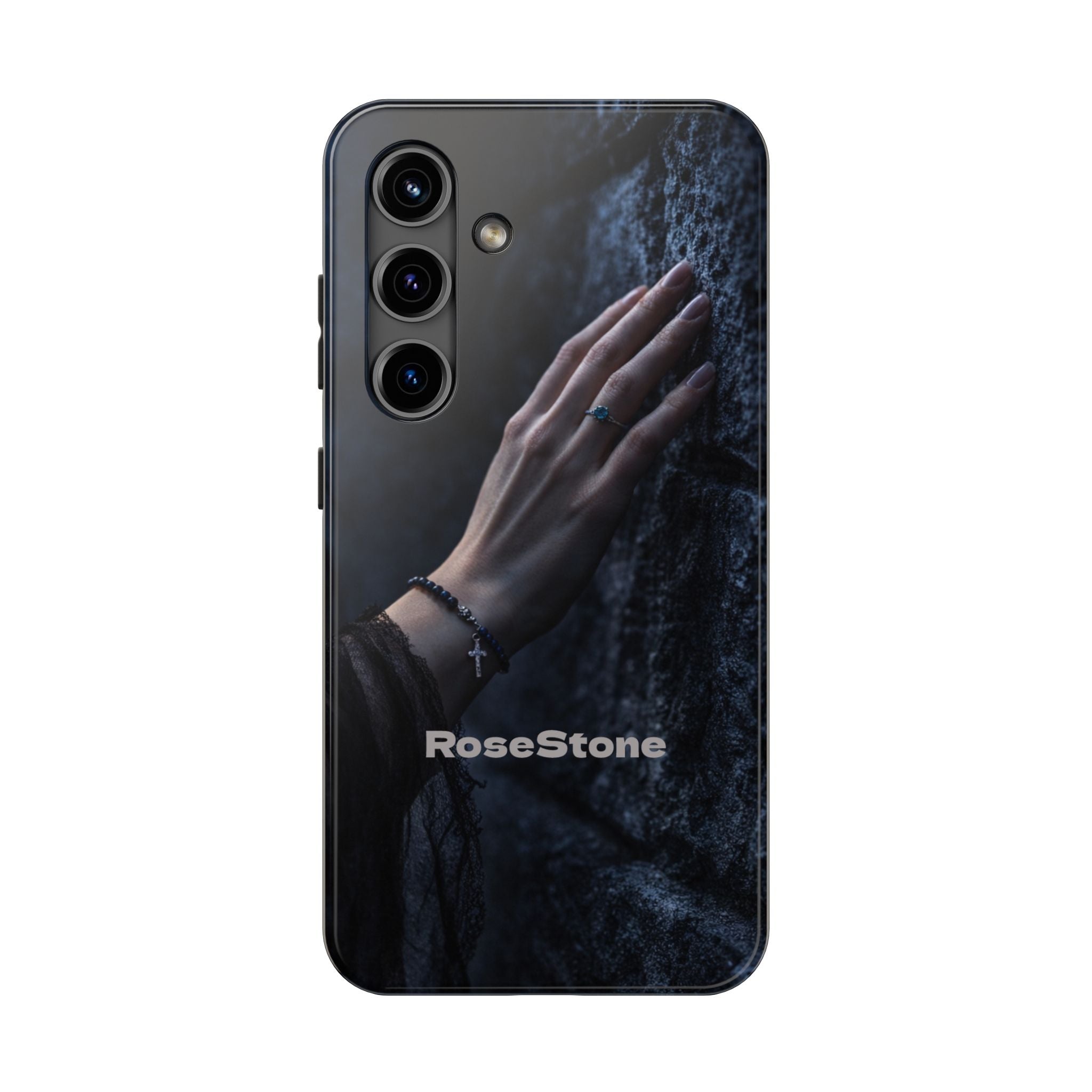 RoseStone Dark Aesthetic iPhone Case | Moody Hand on Stone Gothic Phone Case
