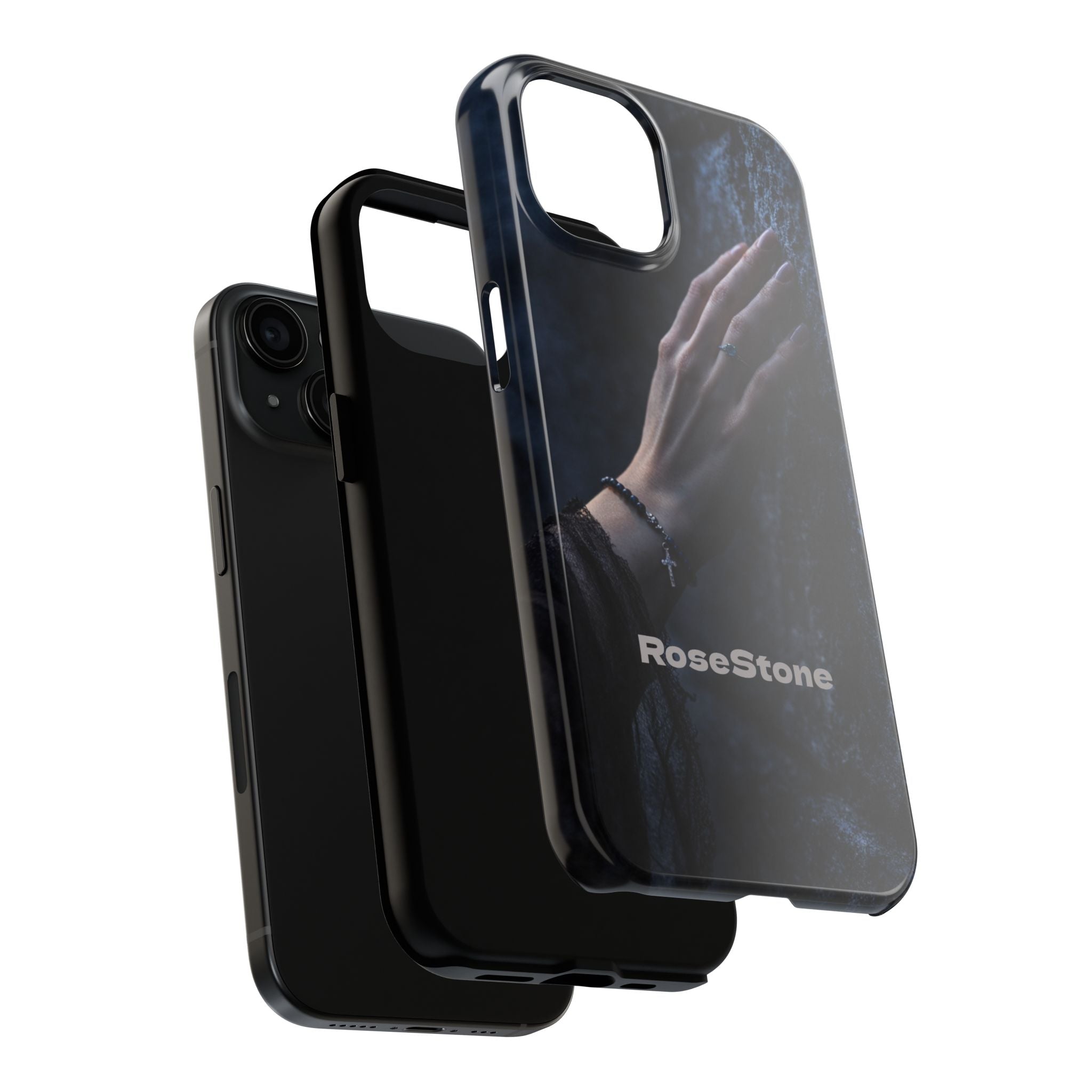 RoseStone Dark Aesthetic iPhone Case | Moody Hand on Stone Gothic Phone Case