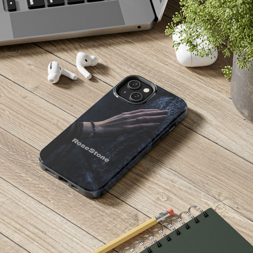RoseStone Dark Aesthetic iPhone Case | Moody Hand on Stone Gothic Phone Case