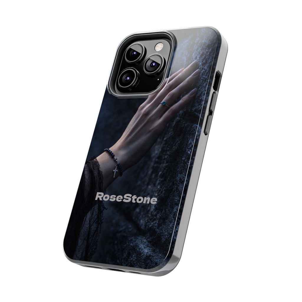 RoseStone Dark Aesthetic iPhone Case | Moody Hand on Stone Gothic Phone Case