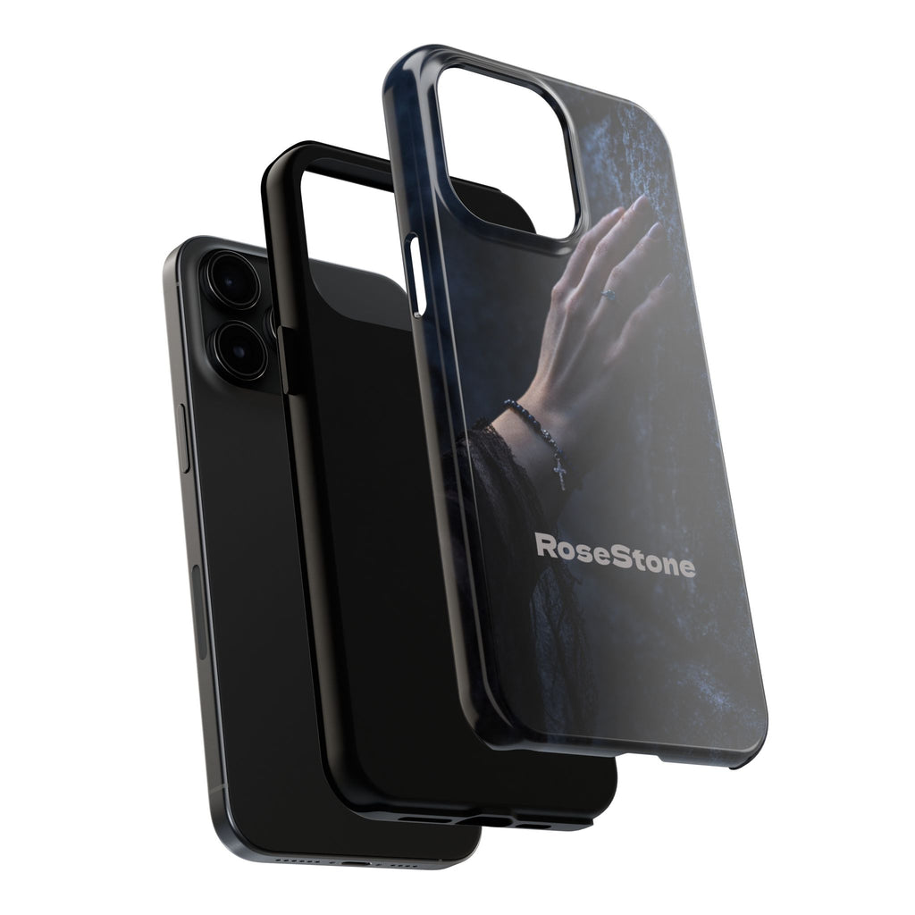 RoseStone Dark Aesthetic iPhone Case | Moody Hand on Stone Gothic Phone Case
