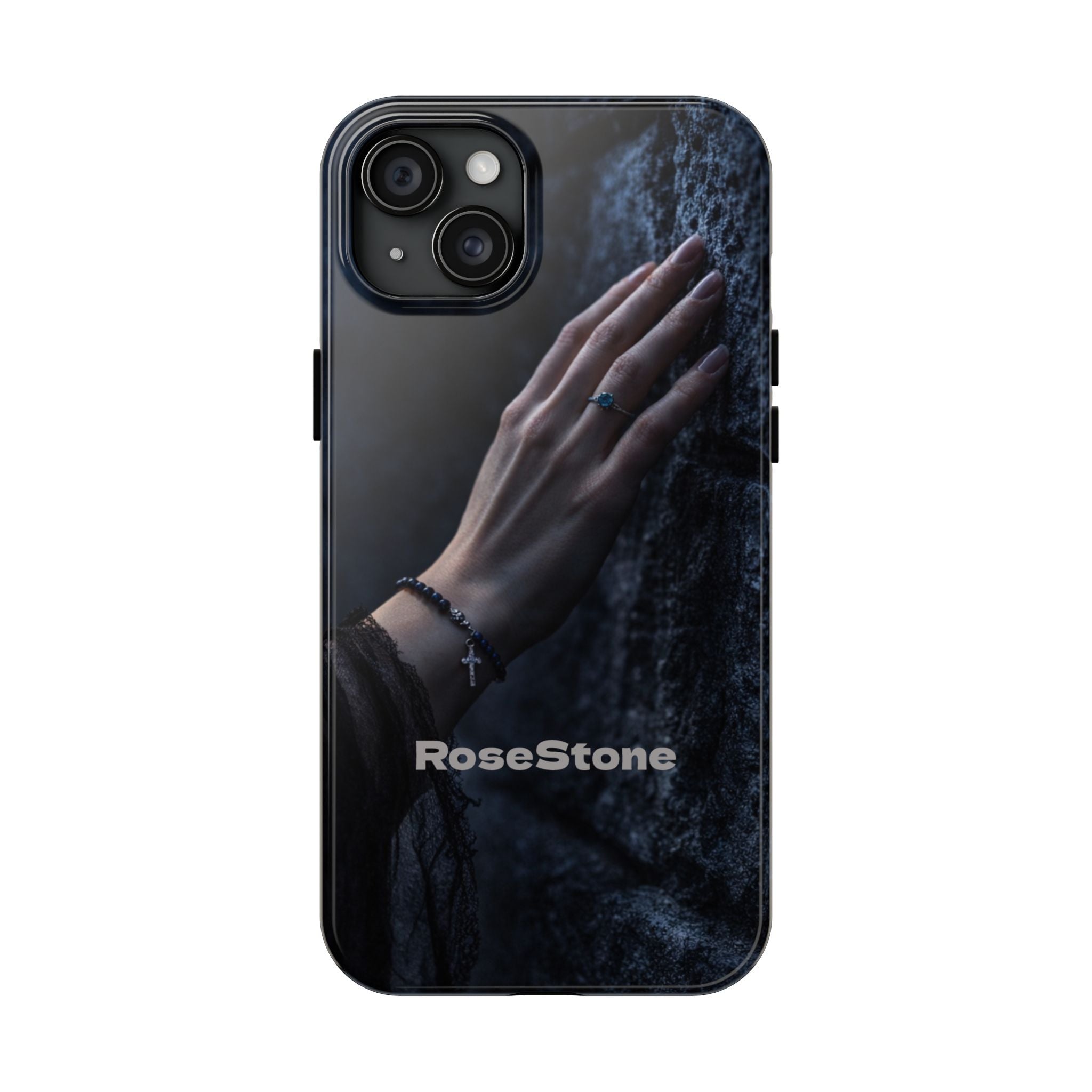 RoseStone Dark Aesthetic iPhone Case | Moody Hand on Stone Gothic Phone Case