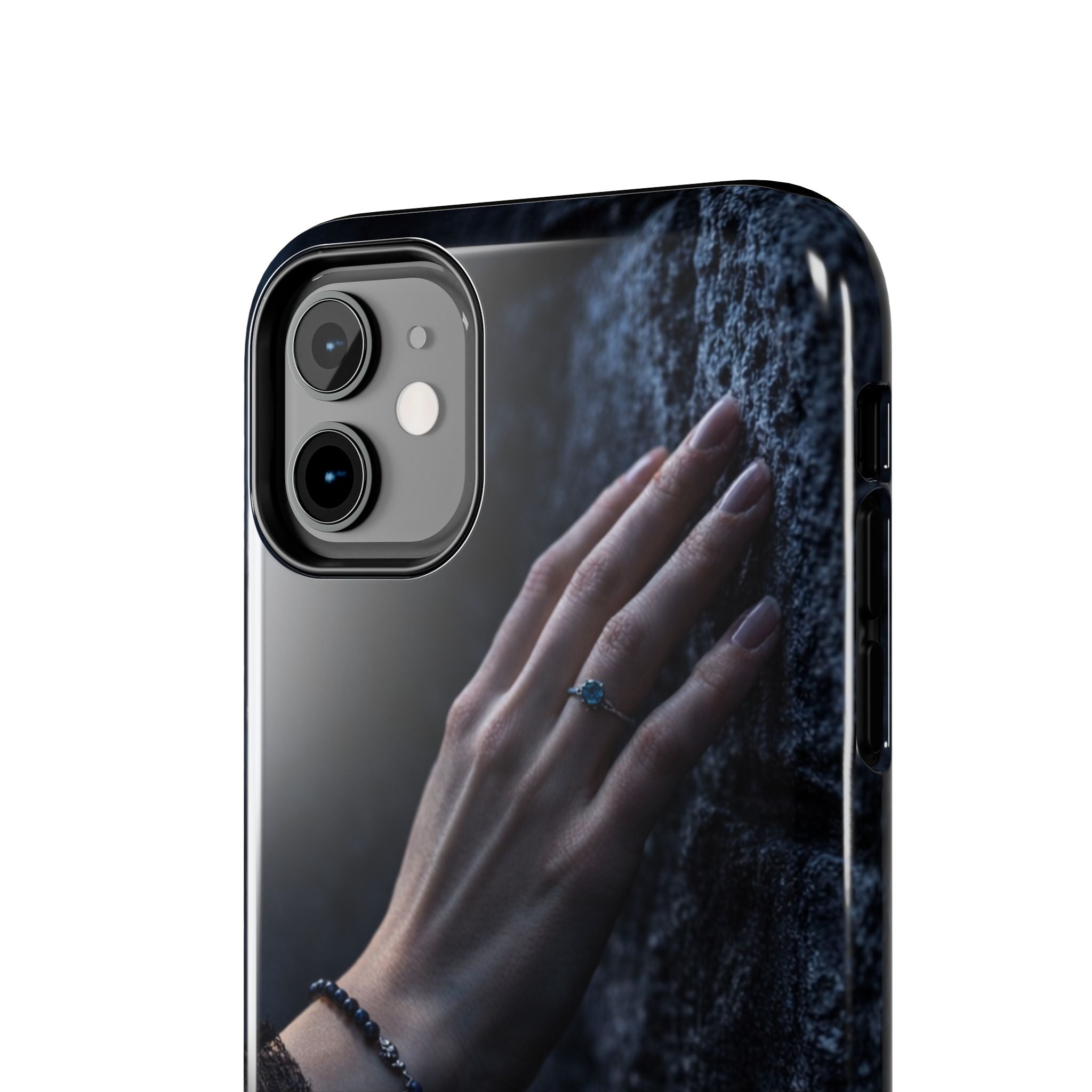 RoseStone Dark Aesthetic iPhone Case | Moody Hand on Stone Gothic Phone Case