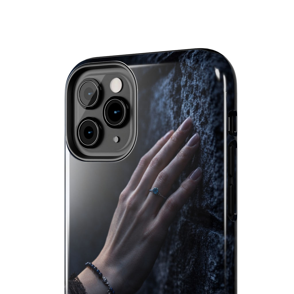 RoseStone Dark Aesthetic iPhone Case | Moody Hand on Stone Gothic Phone Case