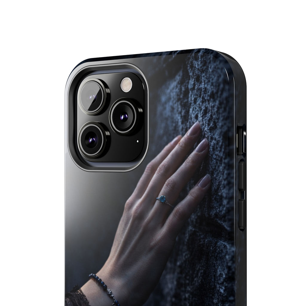 RoseStone Dark Aesthetic iPhone Case | Moody Hand on Stone Gothic Phone Case