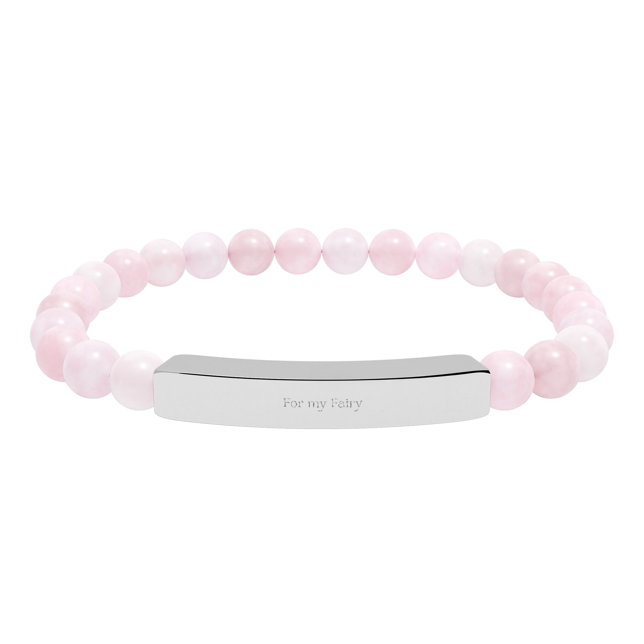 Personalized Natural Stone Bracelet | Custom Engraved Bar | Healing Crystal Gift for Her | RoseStone Jewelry