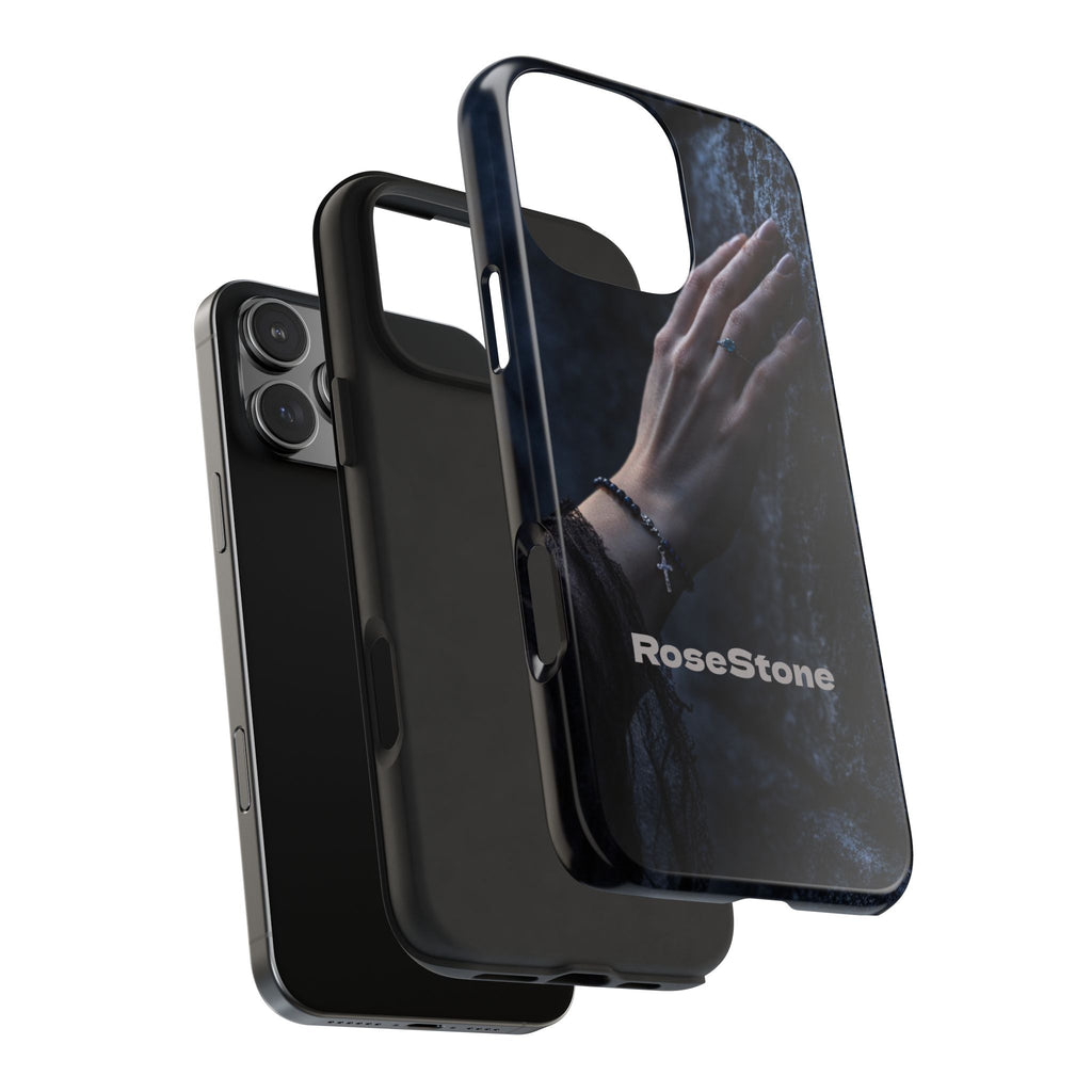 RoseStone Dark Aesthetic iPhone Case | Moody Hand on Stone Gothic Phone Case