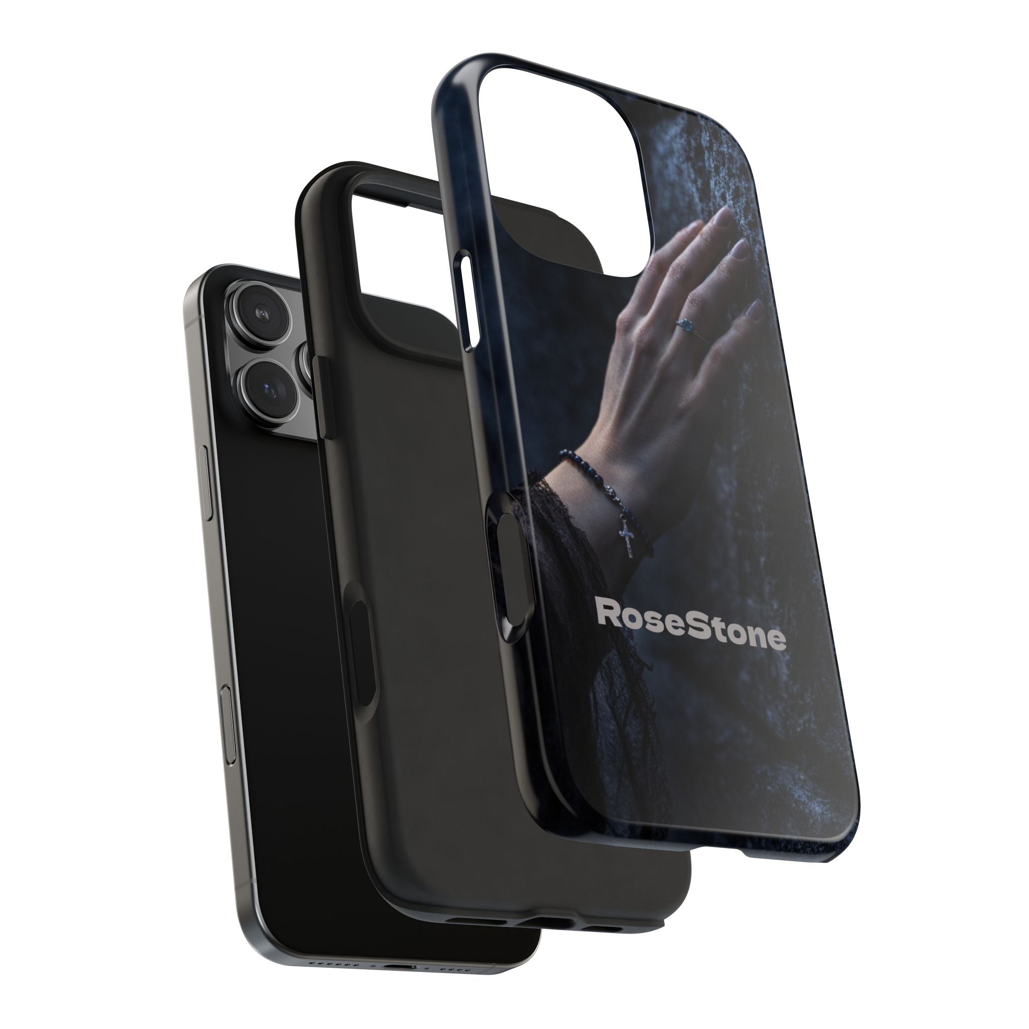 RoseStone Dark Aesthetic iPhone Case | Moody Hand on Stone Gothic Phone Case