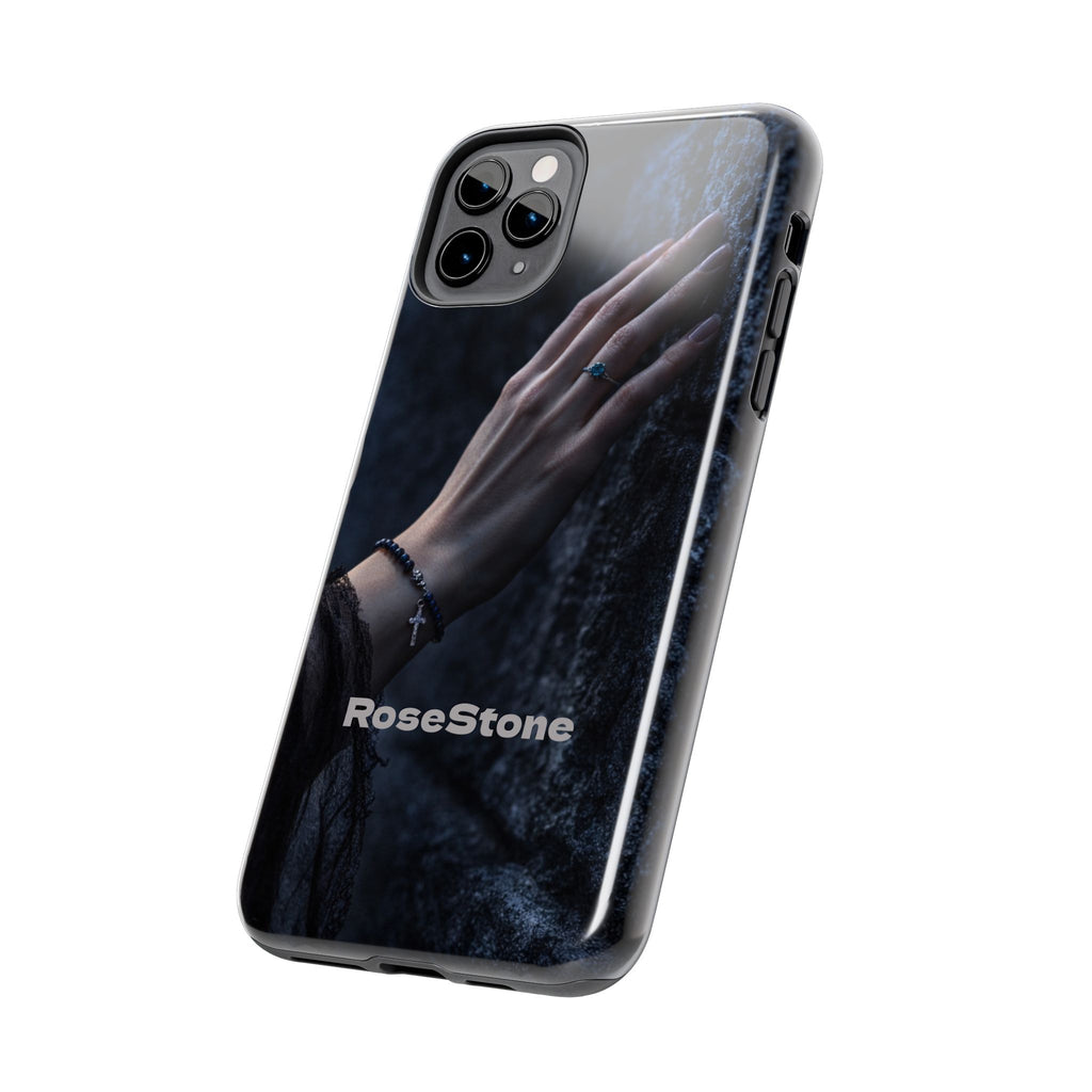 RoseStone Dark Aesthetic iPhone Case | Moody Hand on Stone Gothic Phone Case