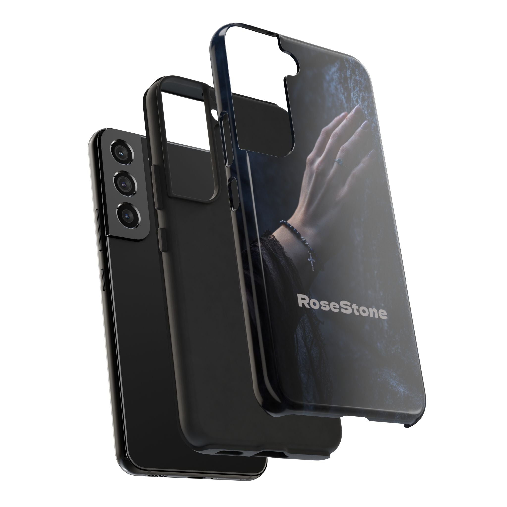 RoseStone Dark Aesthetic iPhone Case | Moody Hand on Stone Gothic Phone Case