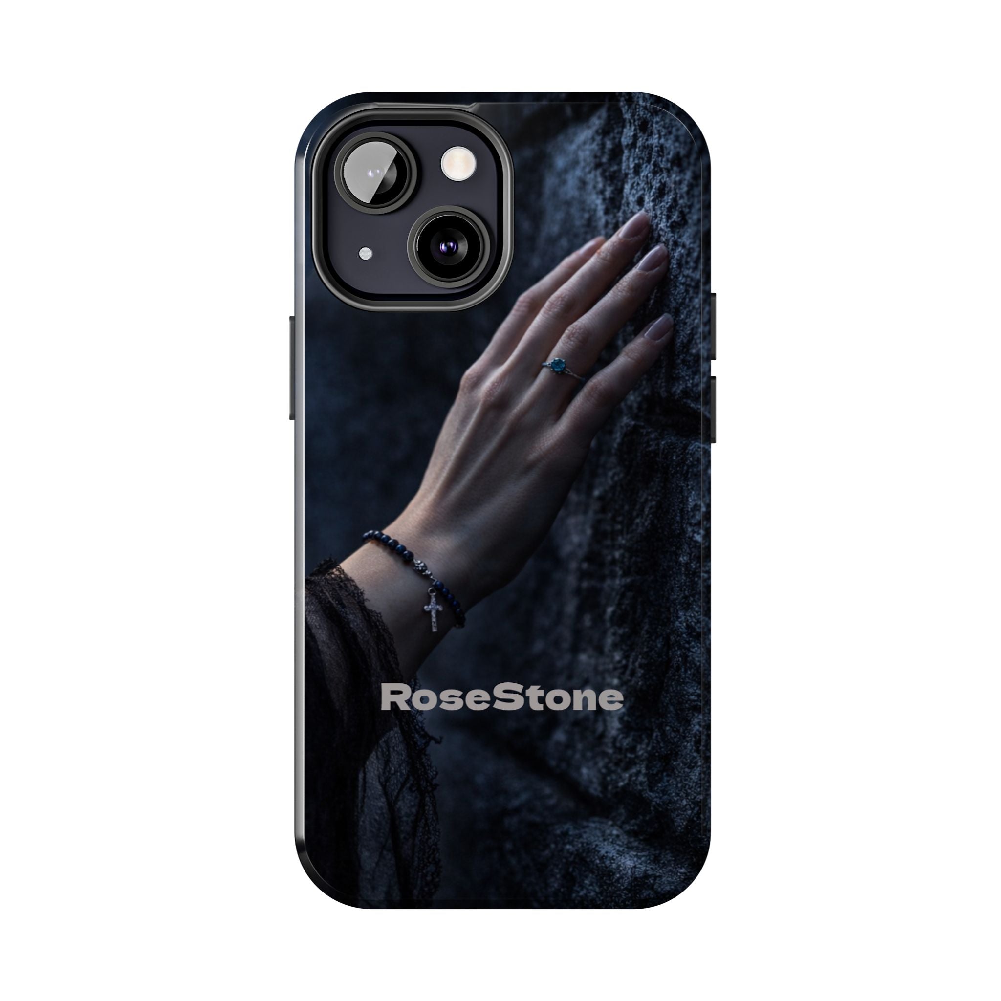 RoseStone Dark Aesthetic iPhone Case | Moody Hand on Stone Gothic Phone Case