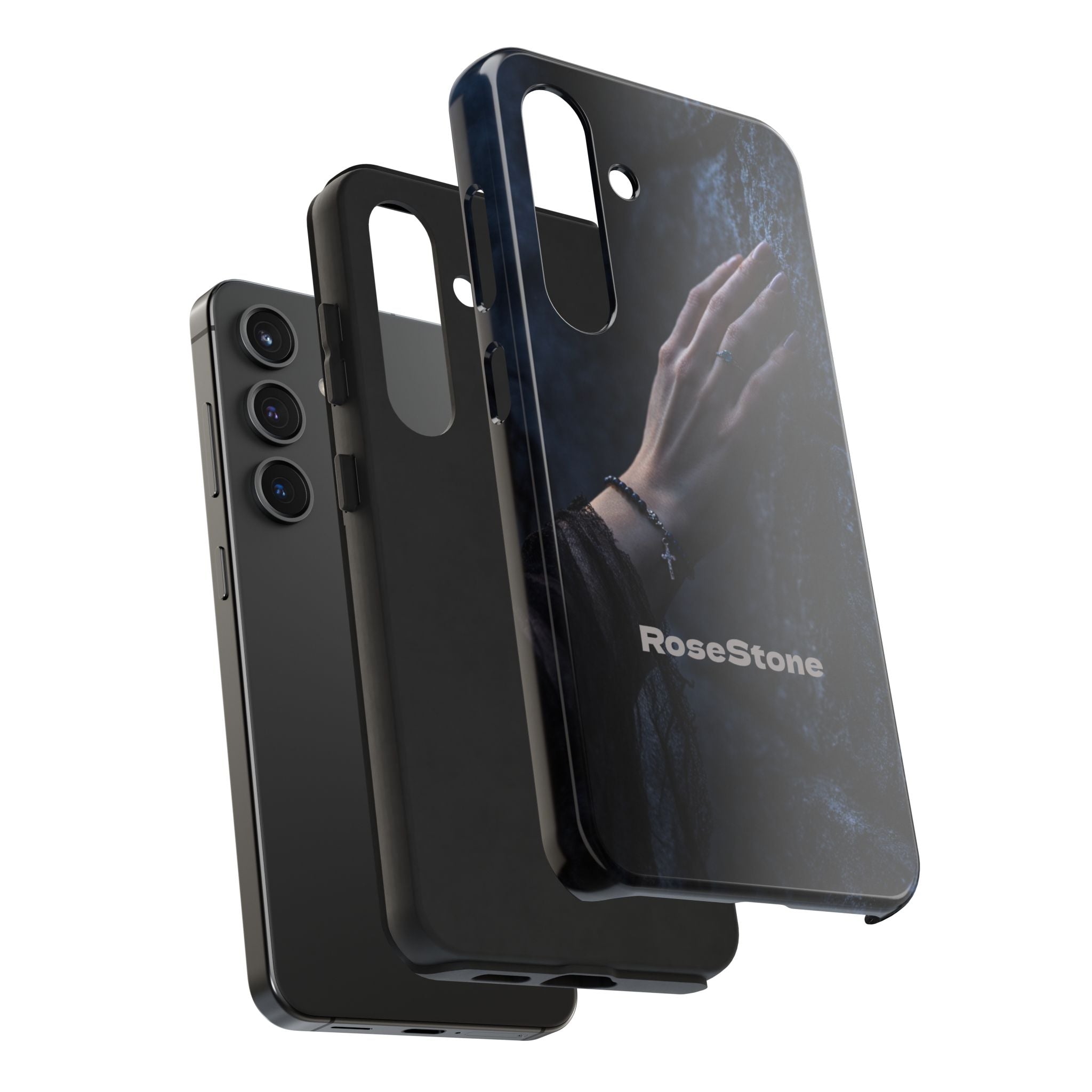 RoseStone Dark Aesthetic iPhone Case | Moody Hand on Stone Gothic Phone Case